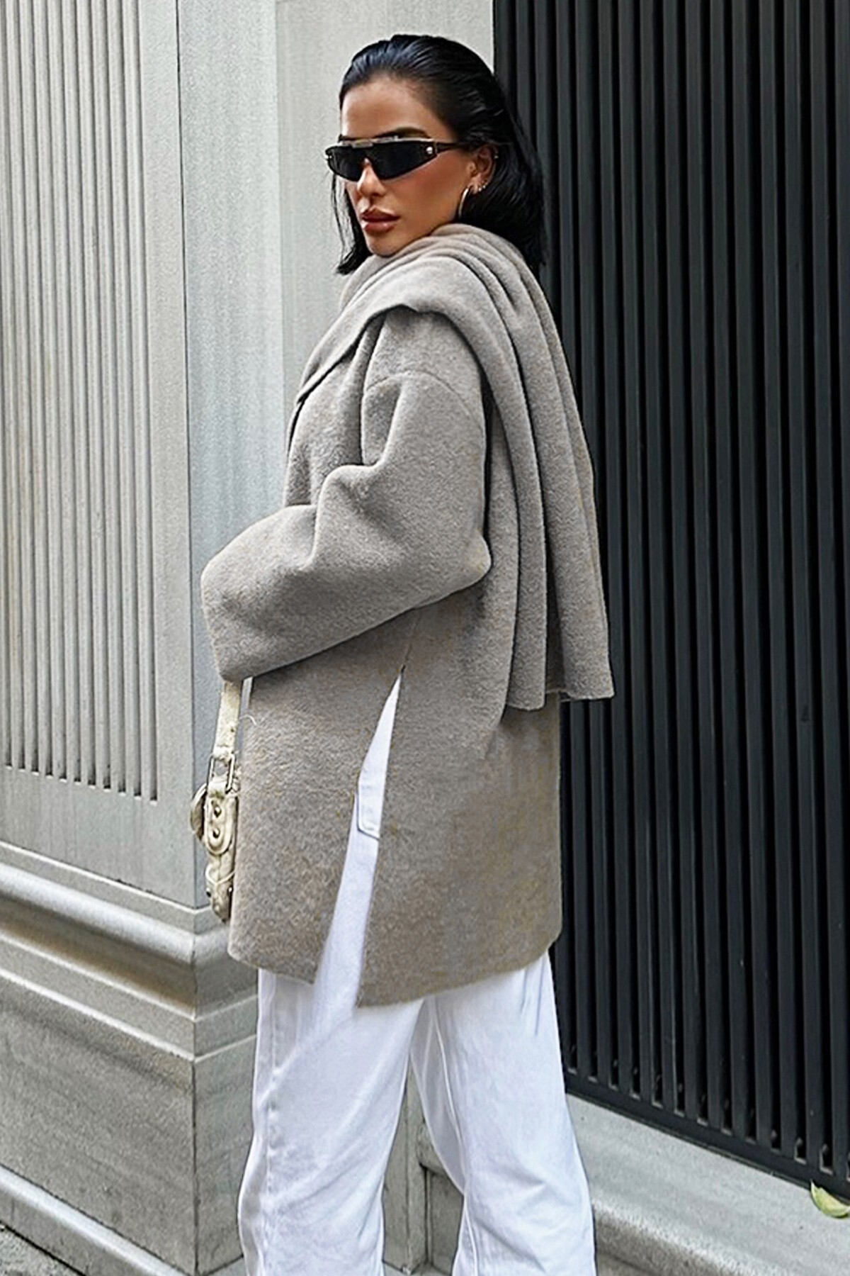 Gri Yün Karışımlı Ceket