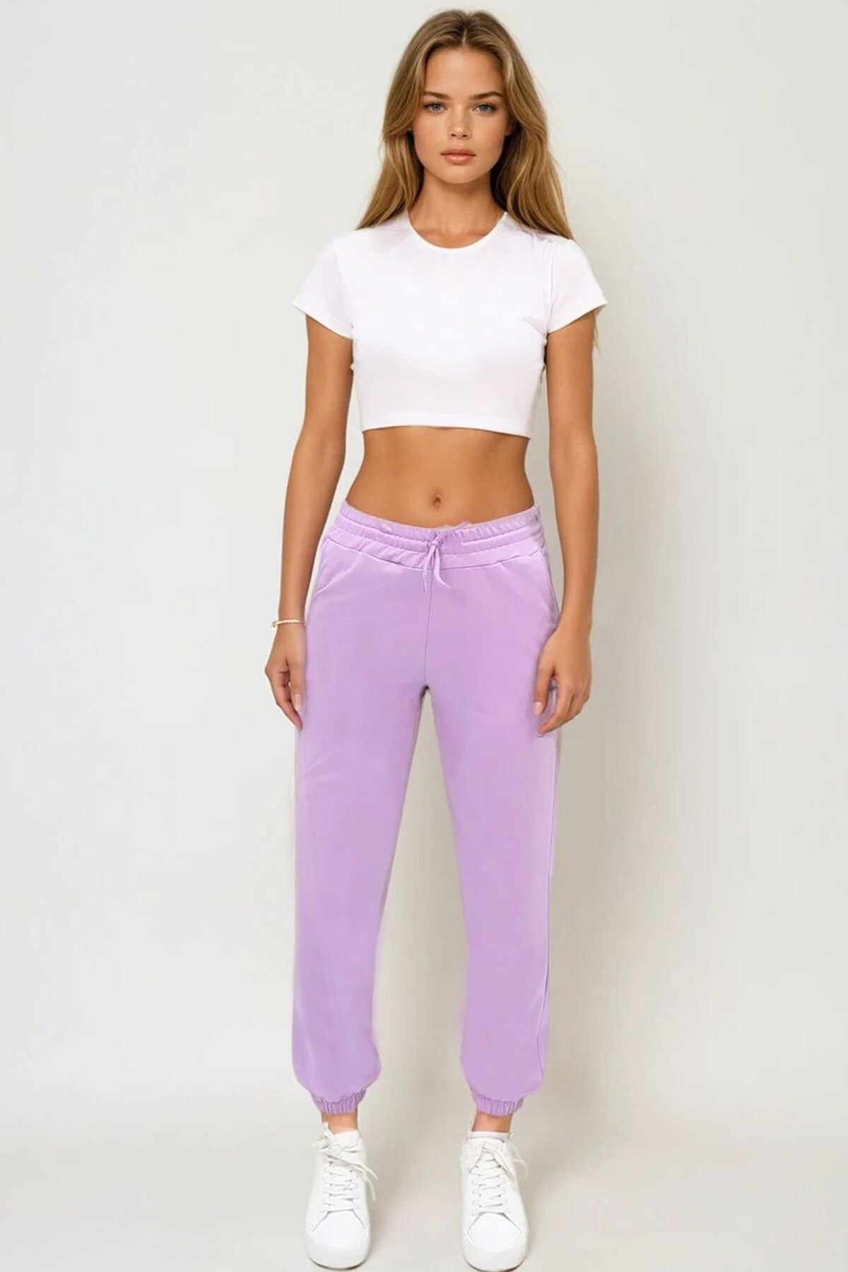 Koyu Lila Beli Ve Paçası Lastikli Basic Eşofman Altı