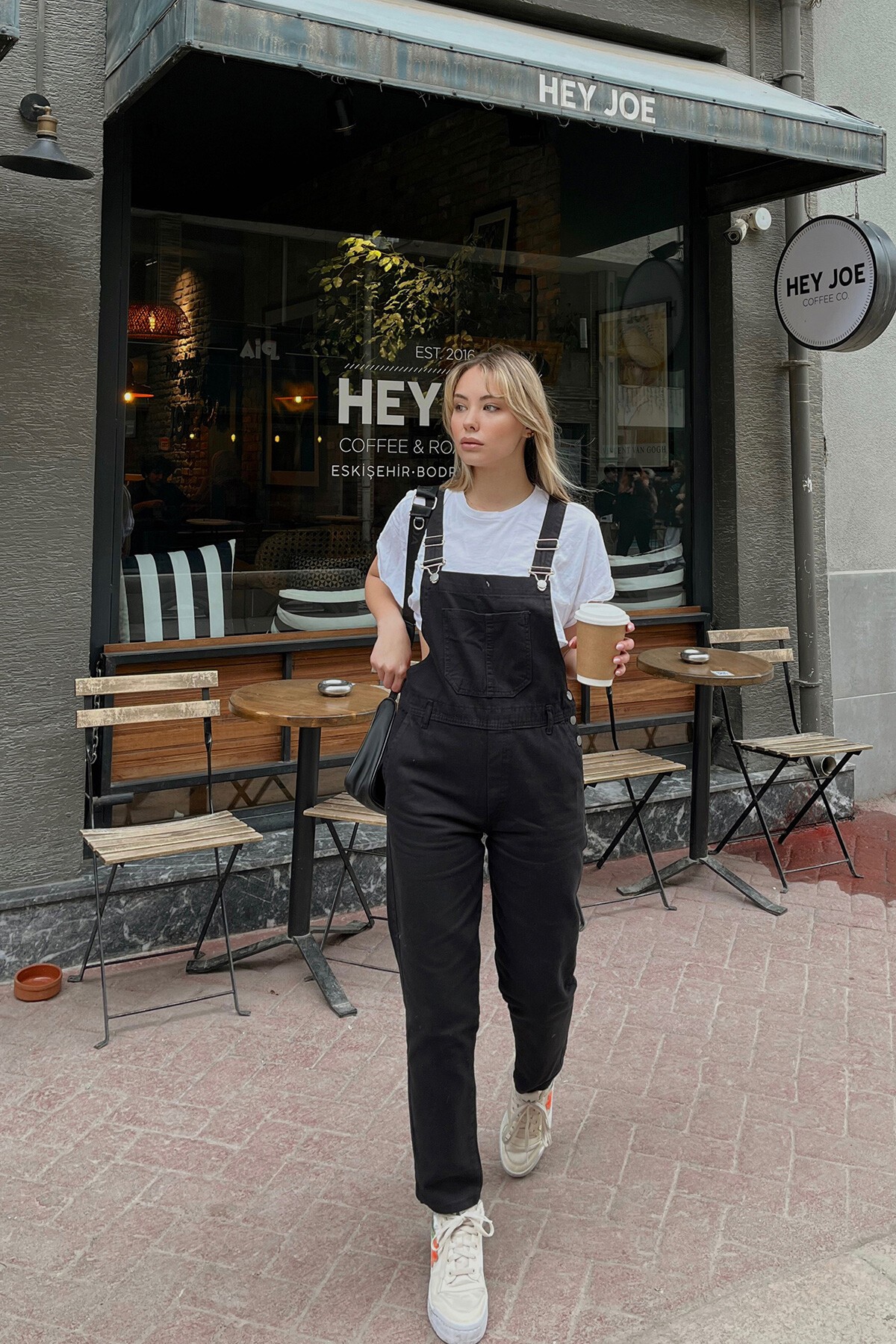 Siyah Denim Bahçıvan Salopet