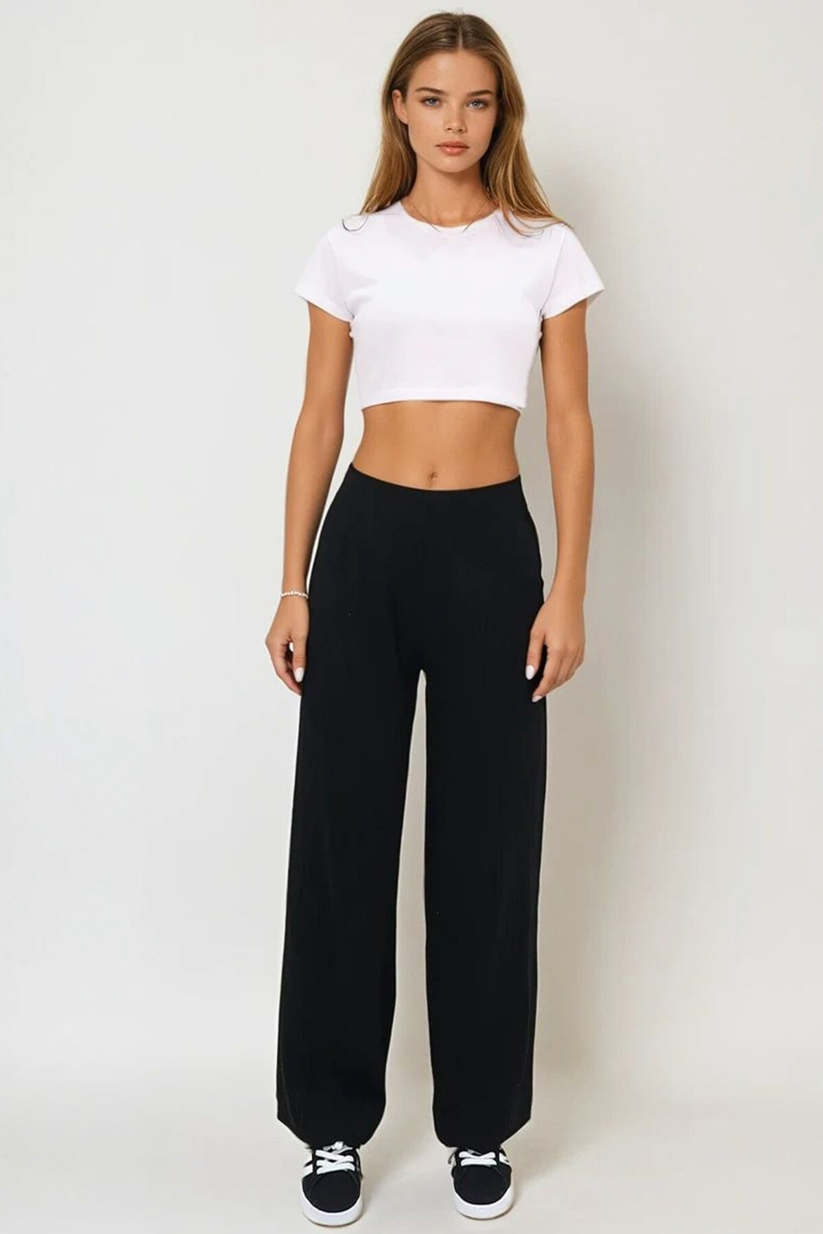 Siyah Triko Palazzo Pantolon