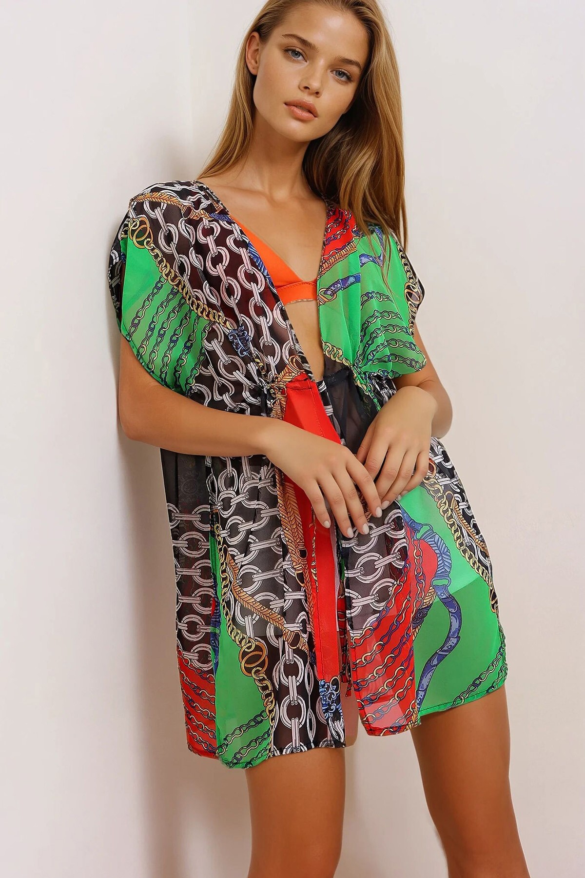 Yeşil Desenli Kimono