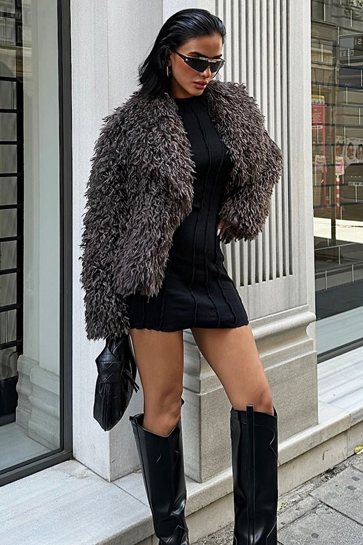 Antrasit Suni Kürk Kaban
