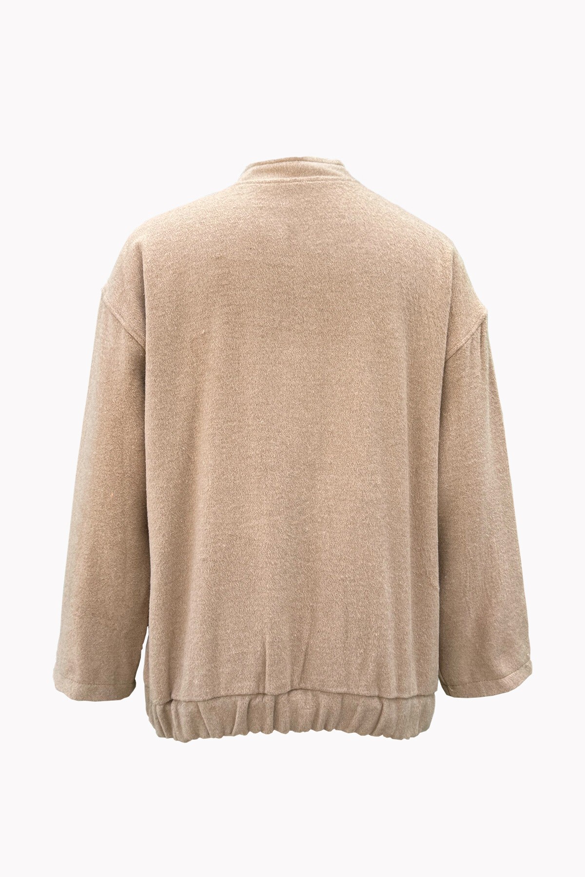 Bej Çift Cepli Çıt Çıt Kapamalı Kaşe Mont