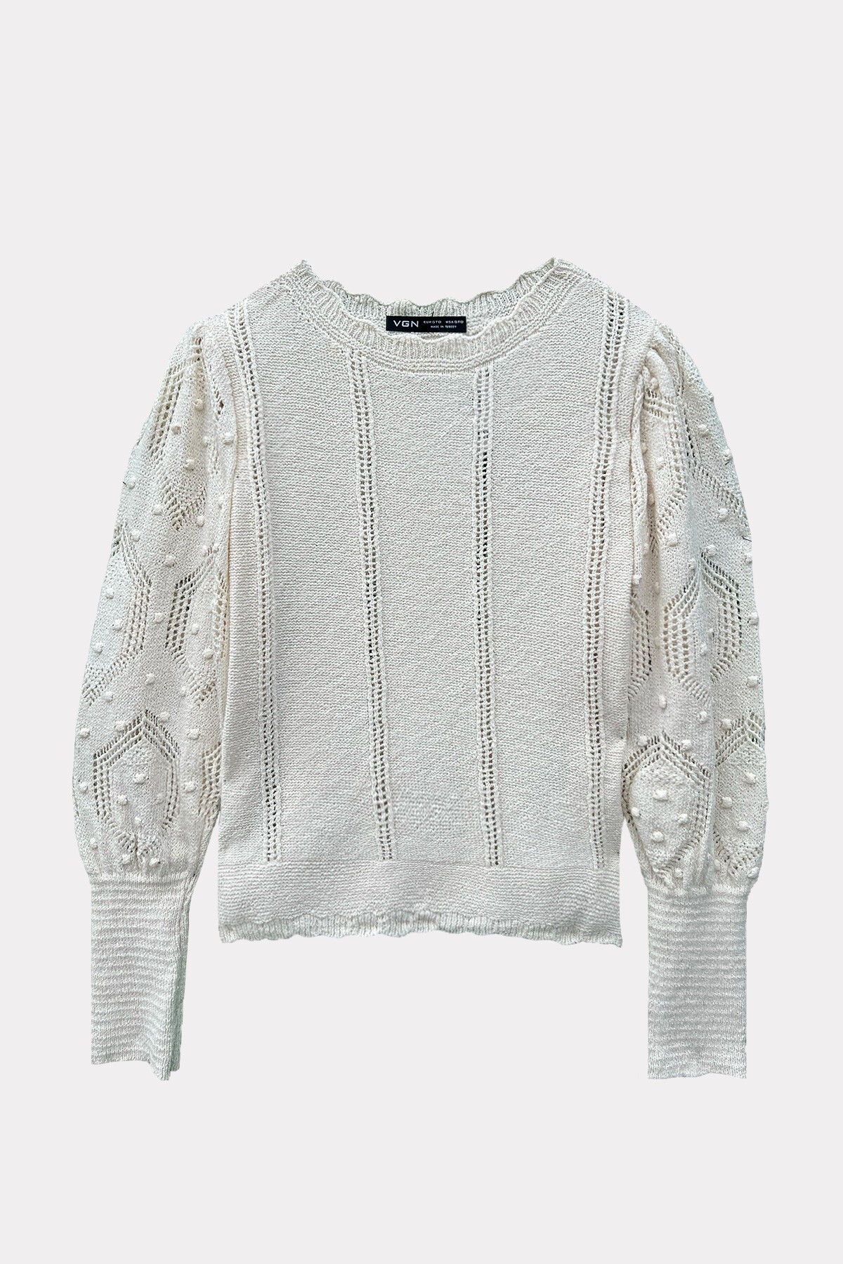 Bej Motifli Triko Kazak