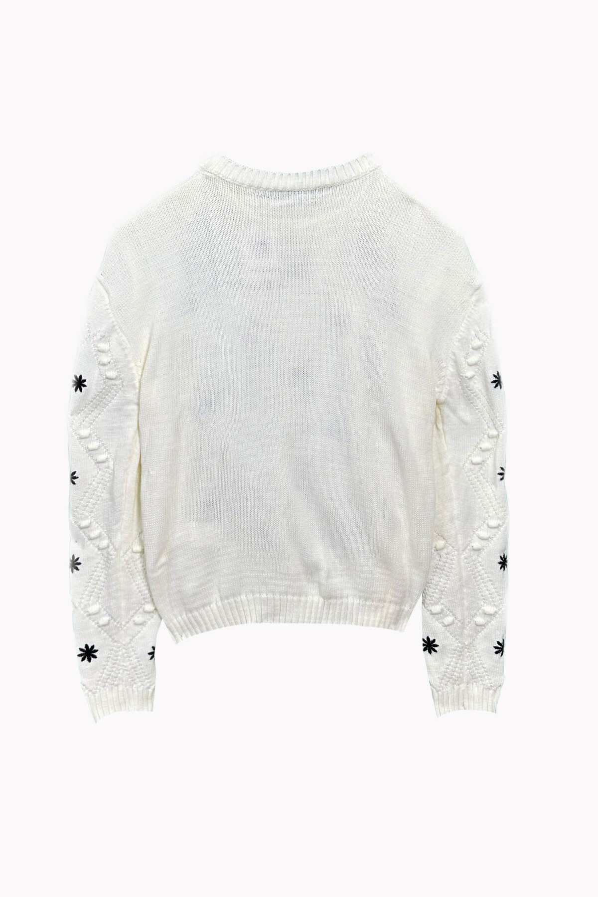 Bej Nakışlı Triko Kazak