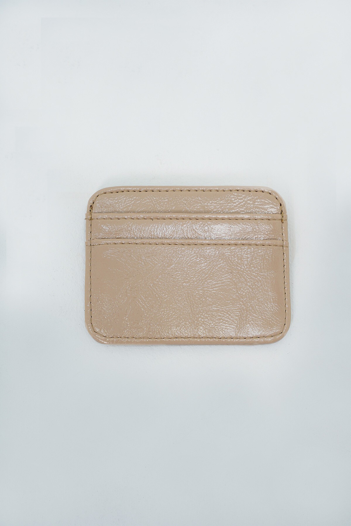 Bej Suni Deri Kartlık Boy Fermuarlı Mini Cüzdan