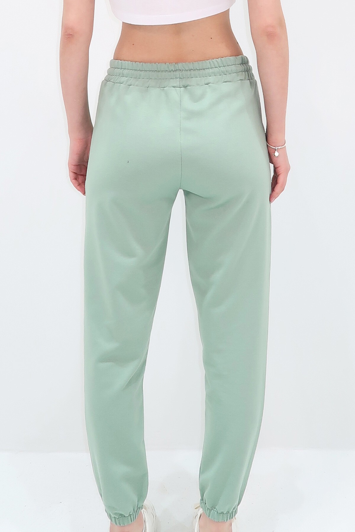 Çağla Yeşili Beli Ve Paçası Lastikli Basic Eşofman Altı