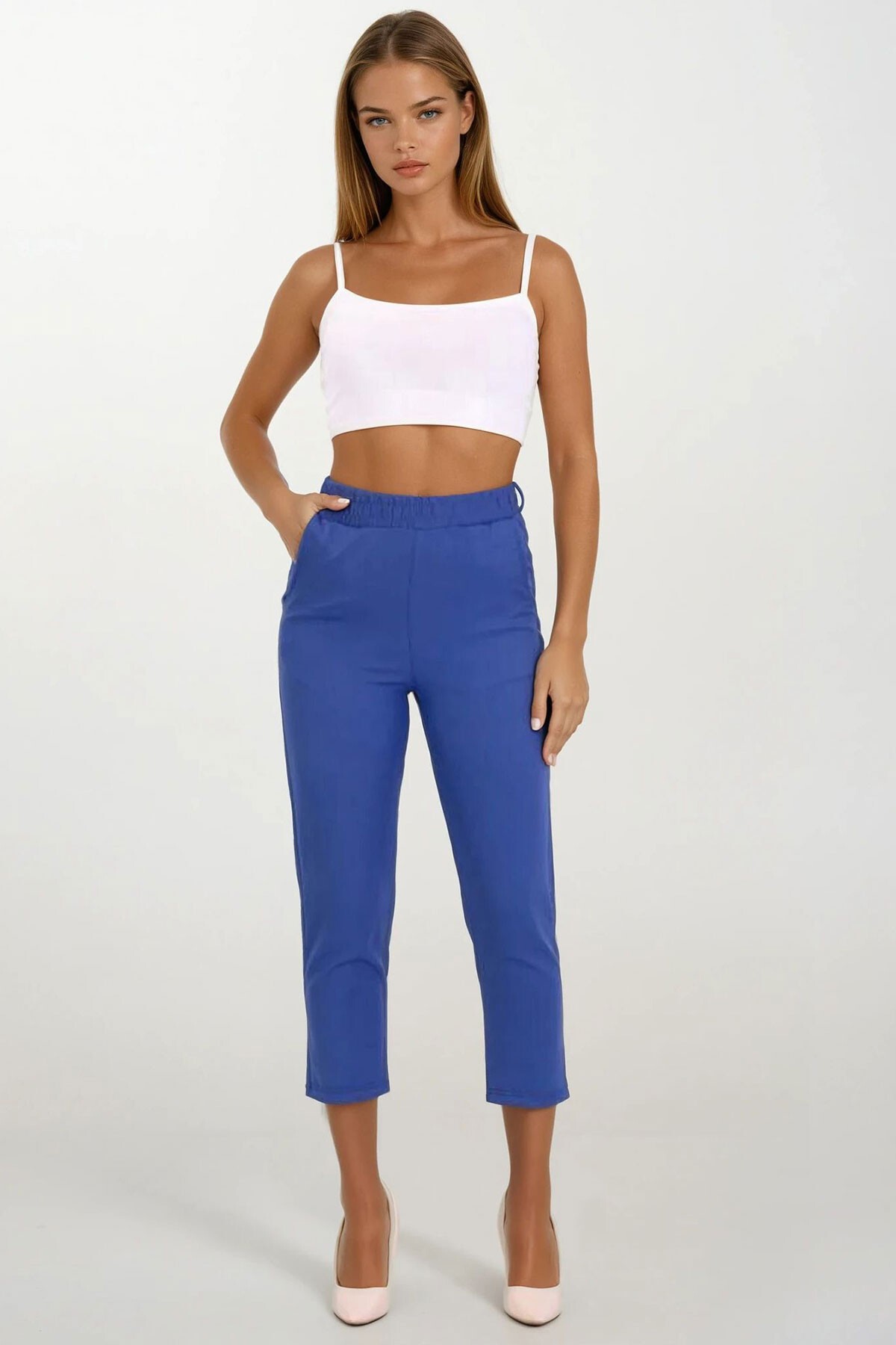 Saks Çift Cepli Beli Lastikli Havuç Pantolon