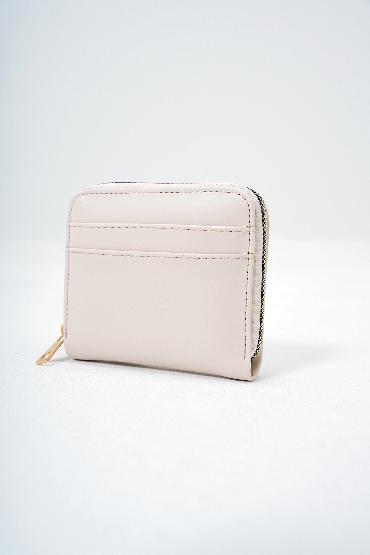 Ekru Suni Deri Fermuarlı Kart Bölmeli Şık Yumuşak Deri Cüzdan