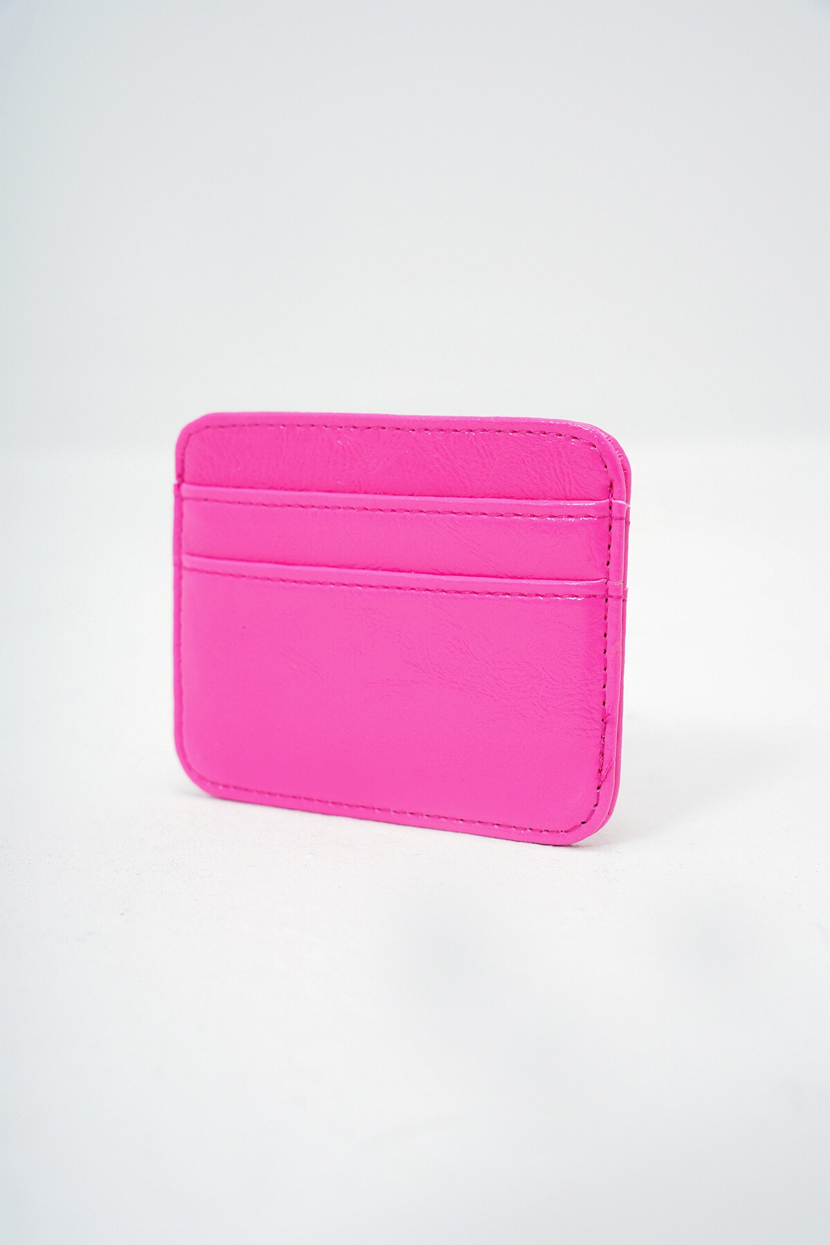 Fuşya Suni Deri Mini Kartlık