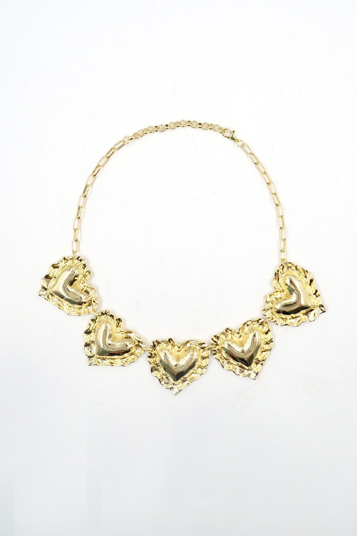 Gold 3 Boyutlu Kalpli Choker Kolye