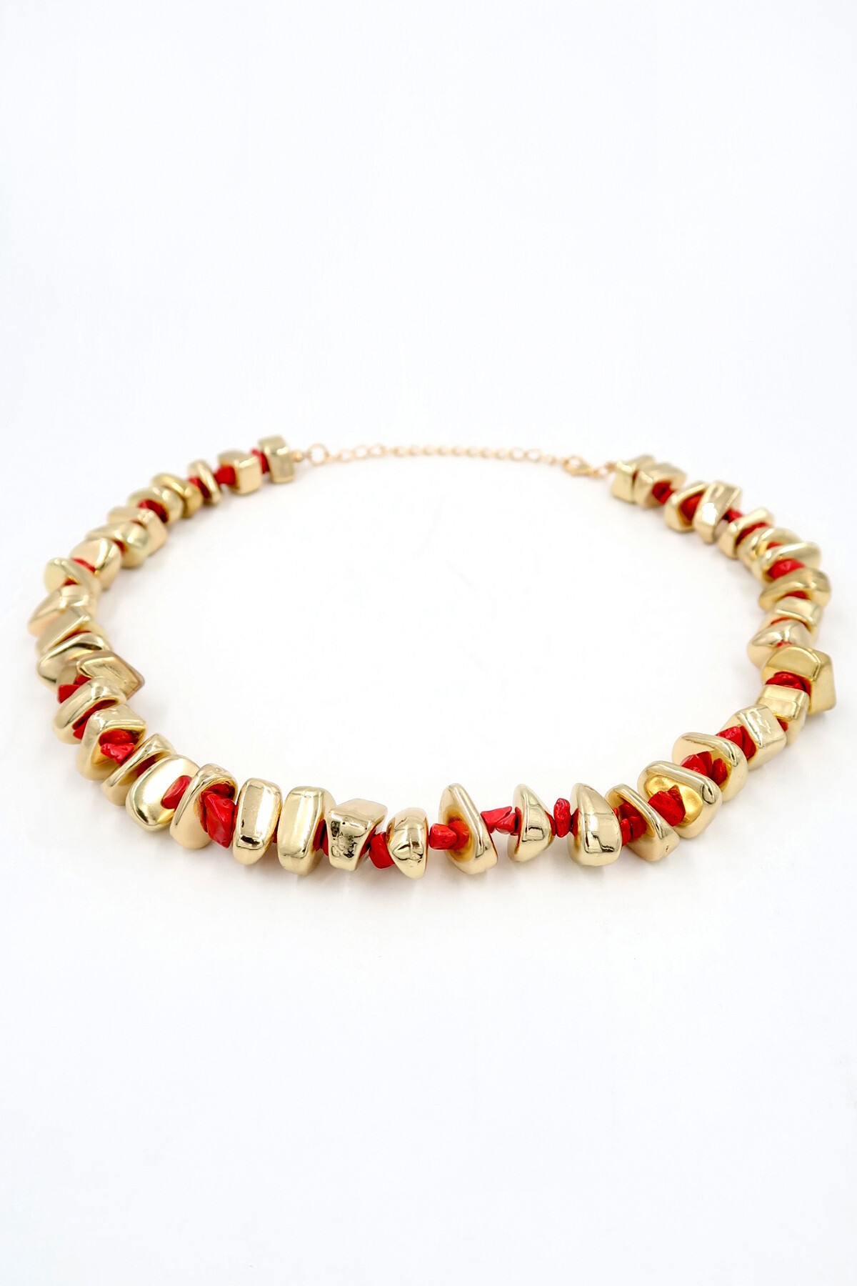 Gold Asimetrik Taş Ve Mine Taşlı Kolye