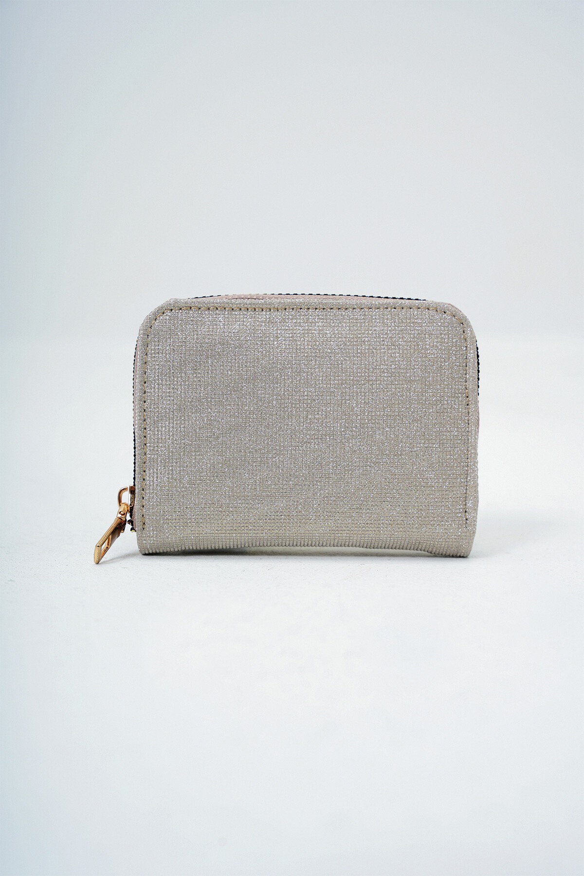 Gold Fermuarlı Para Bölmeli Simli Şık Mini Katlık Cüzdan