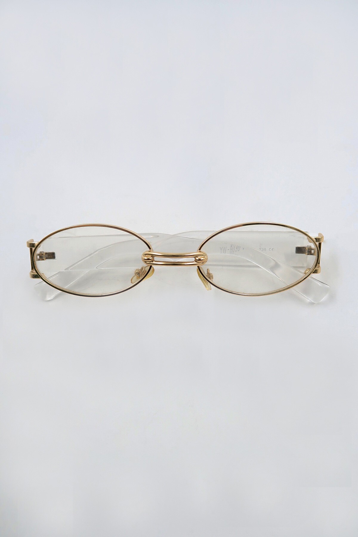 Gold Oval Kesim Metal Gold Çerçeveli Şeffaf Güneş Gözlüğü