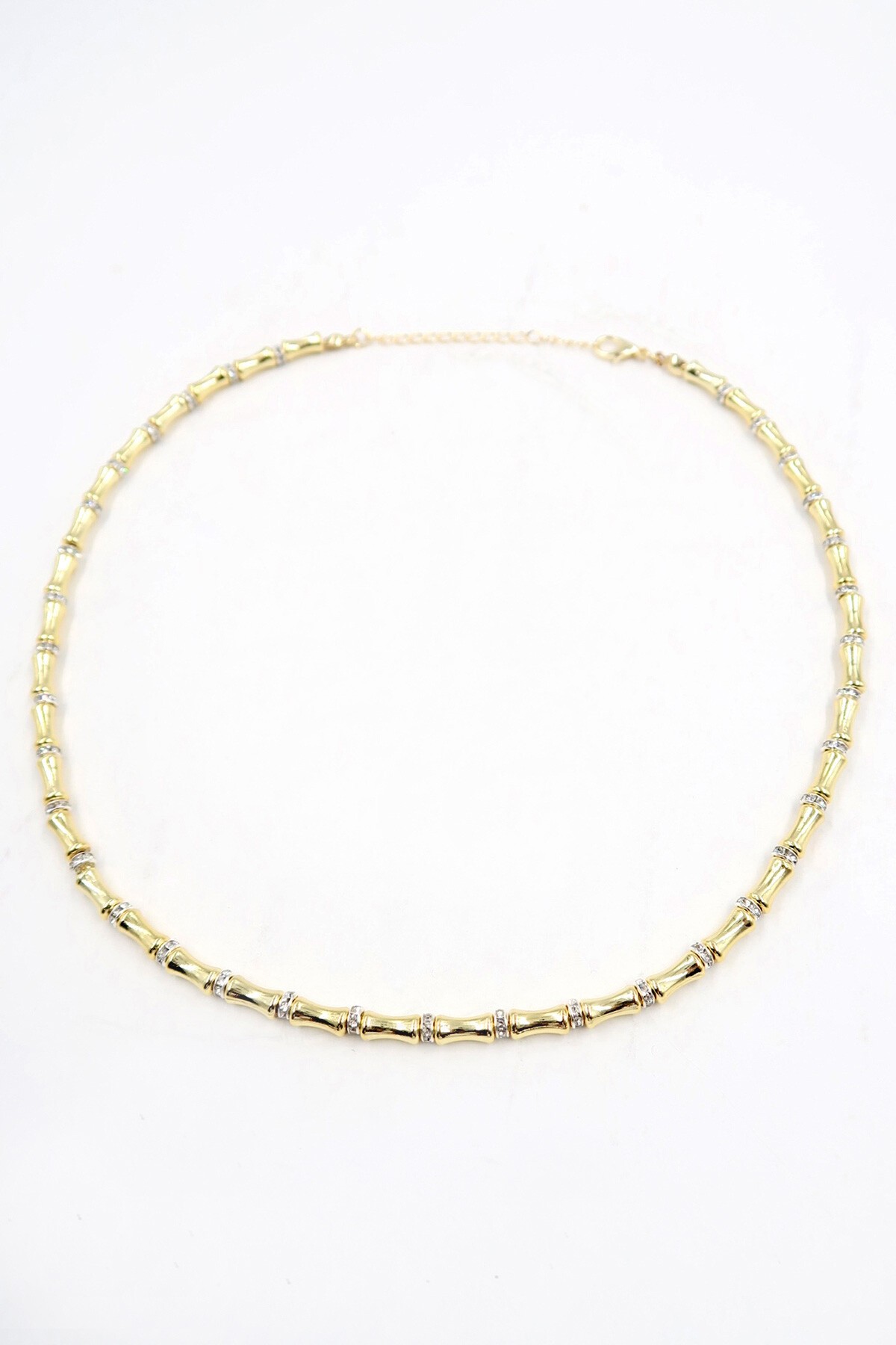 Gold Zirkon Taşlı Sıralı Küçük Zincir Kolye