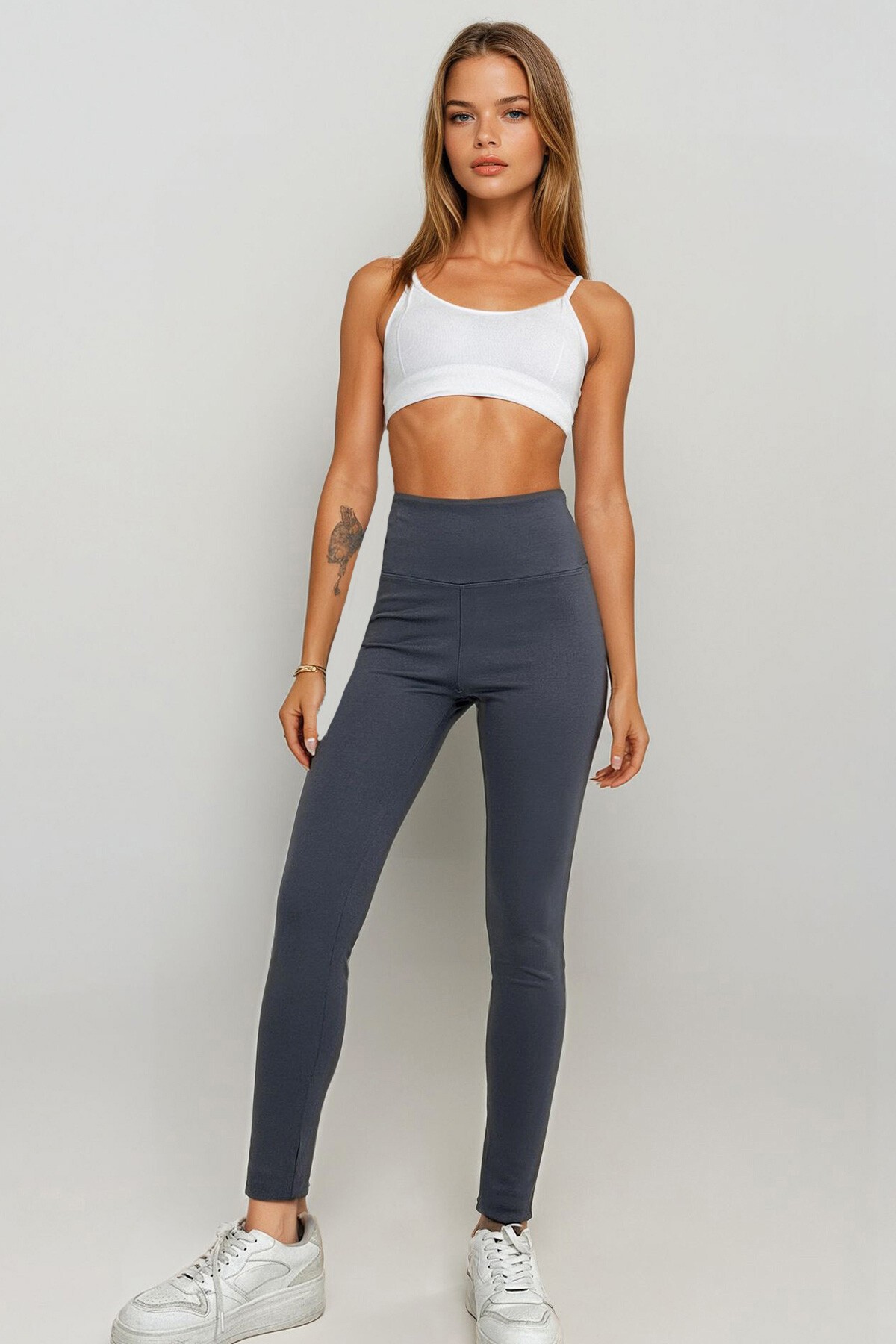 Gri Push Up Yüksel Bel Toparlayıcı Tayt