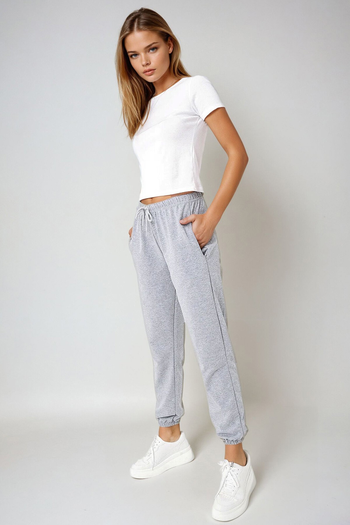 Grimelanj Paçası Lastikli İki İplik Eşofman Altı