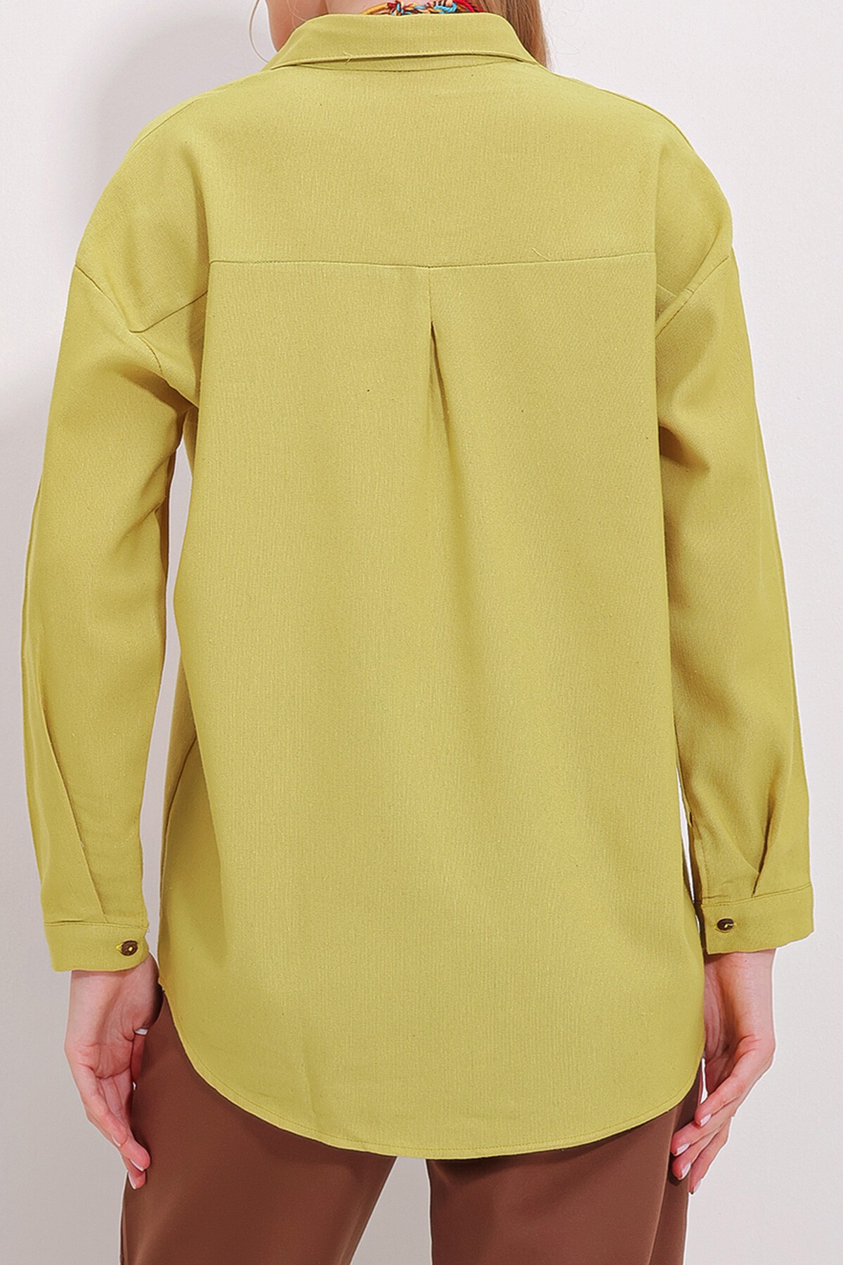 Hardal Oversize Keten Gömlek