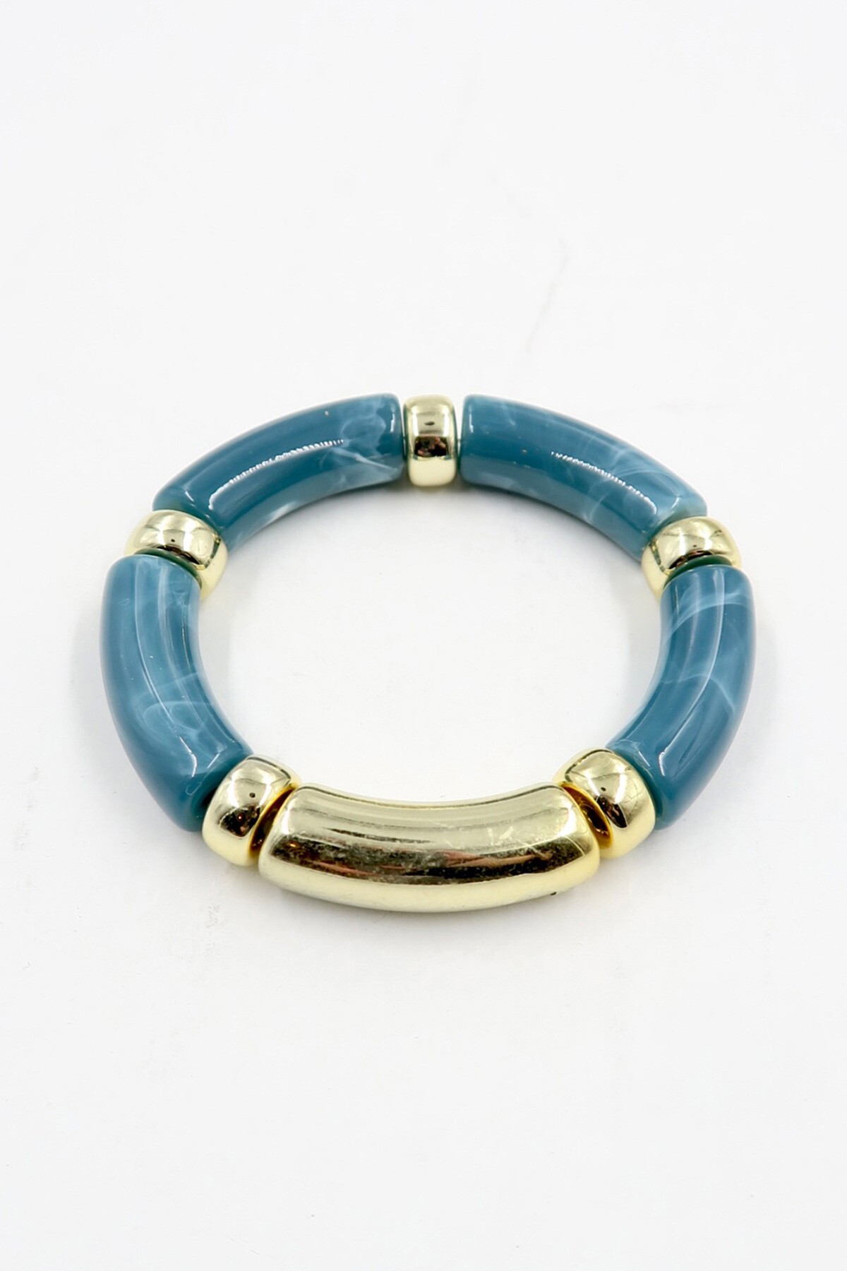 İndigo Gold Detaylı Kemik Lastikli Bileklik