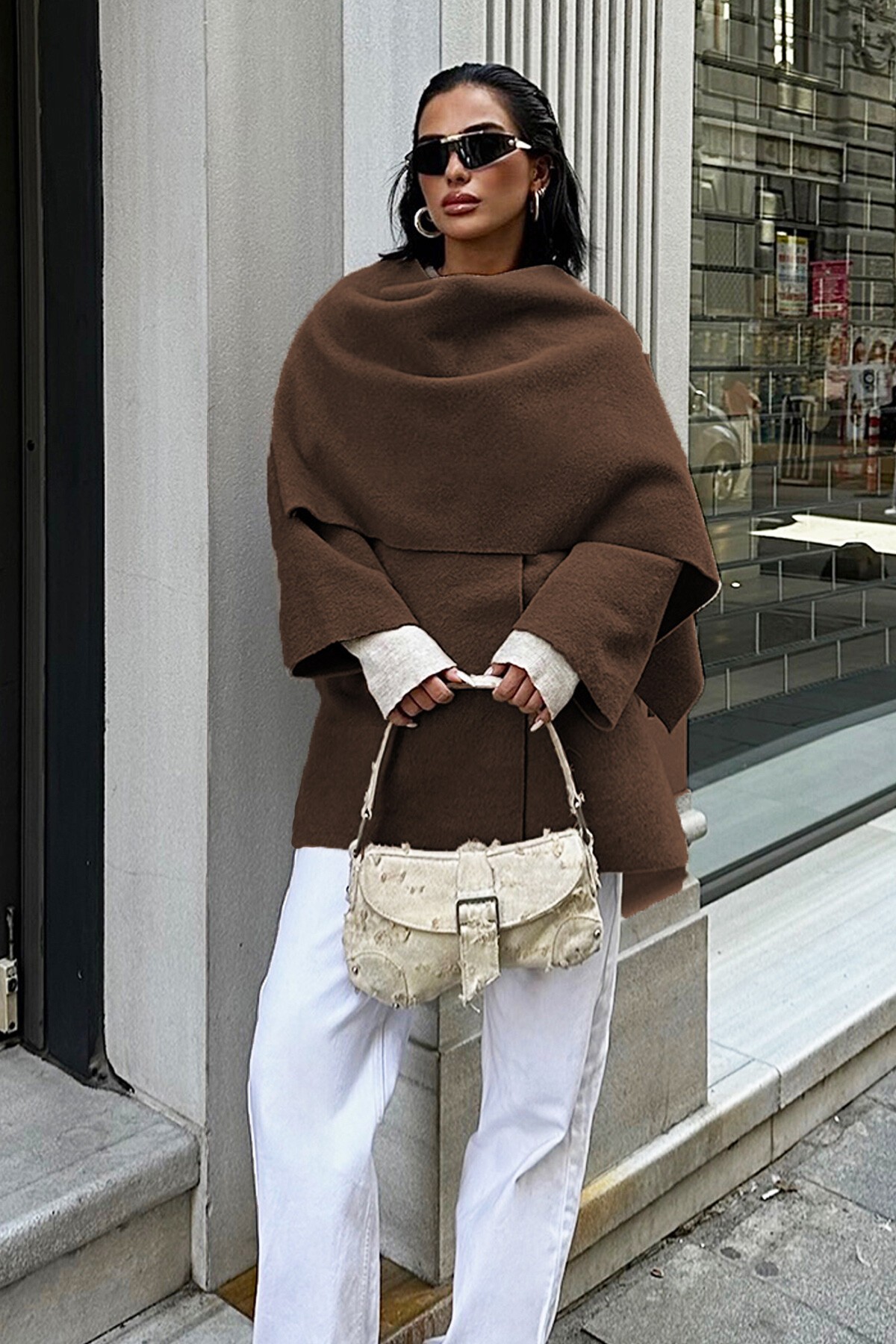 Kahve Yün Karışımlı Ceket