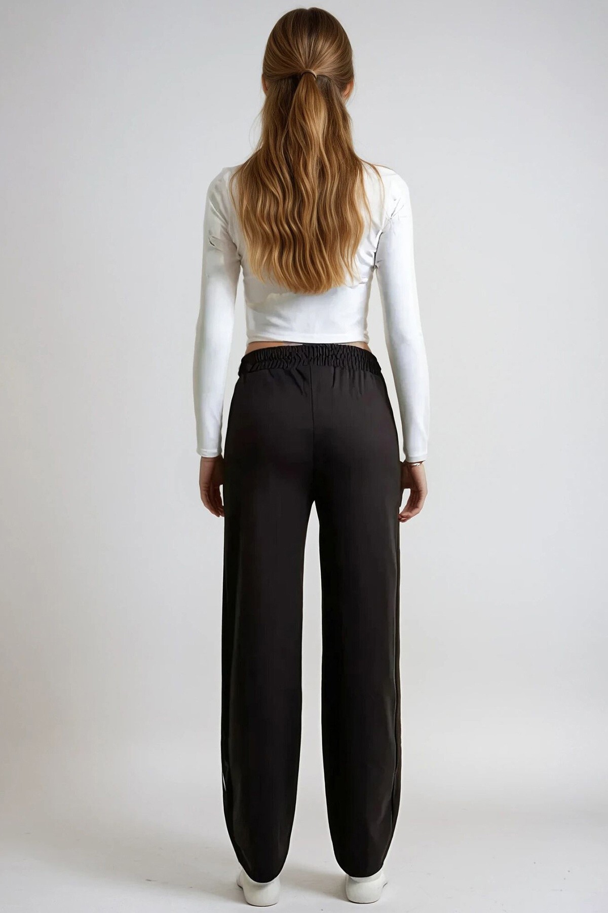 Kahverengi Yan Şeritli Önü Çimalı Çift Cepli Retro Pantolon