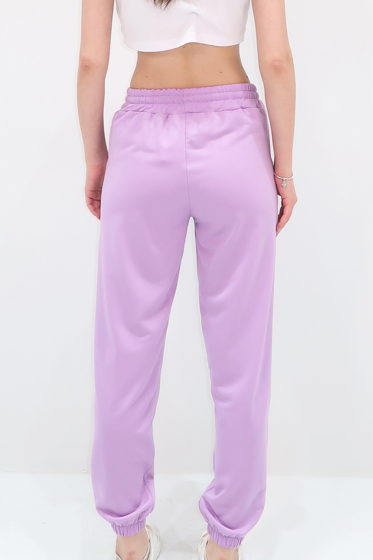 Koyu Lila Beli Ve Paçası Lastikli Basic Eşofman Altı