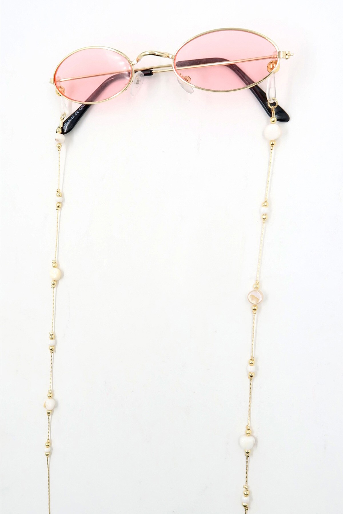 Krem Gold Biyeli Boncuklu Gözlük Zinciri