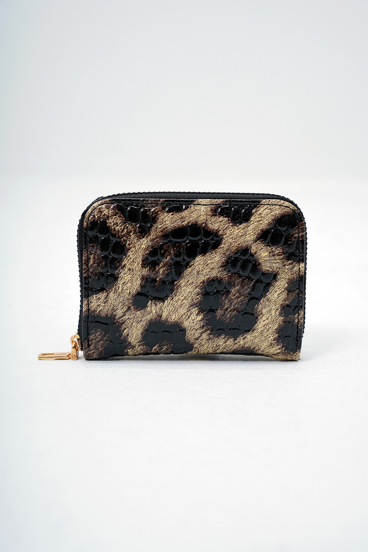 Leopar Suni Deri Croco Desen Rugan Görünümlü Cüzdan Kartlık