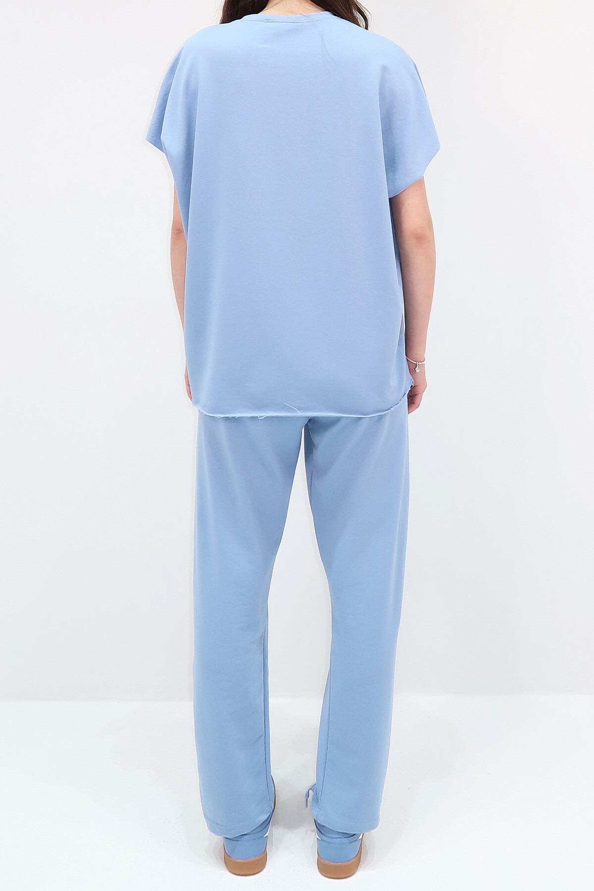 Mavi Bisiklet Yaka Rahat Kalıp Eşofman Takımı