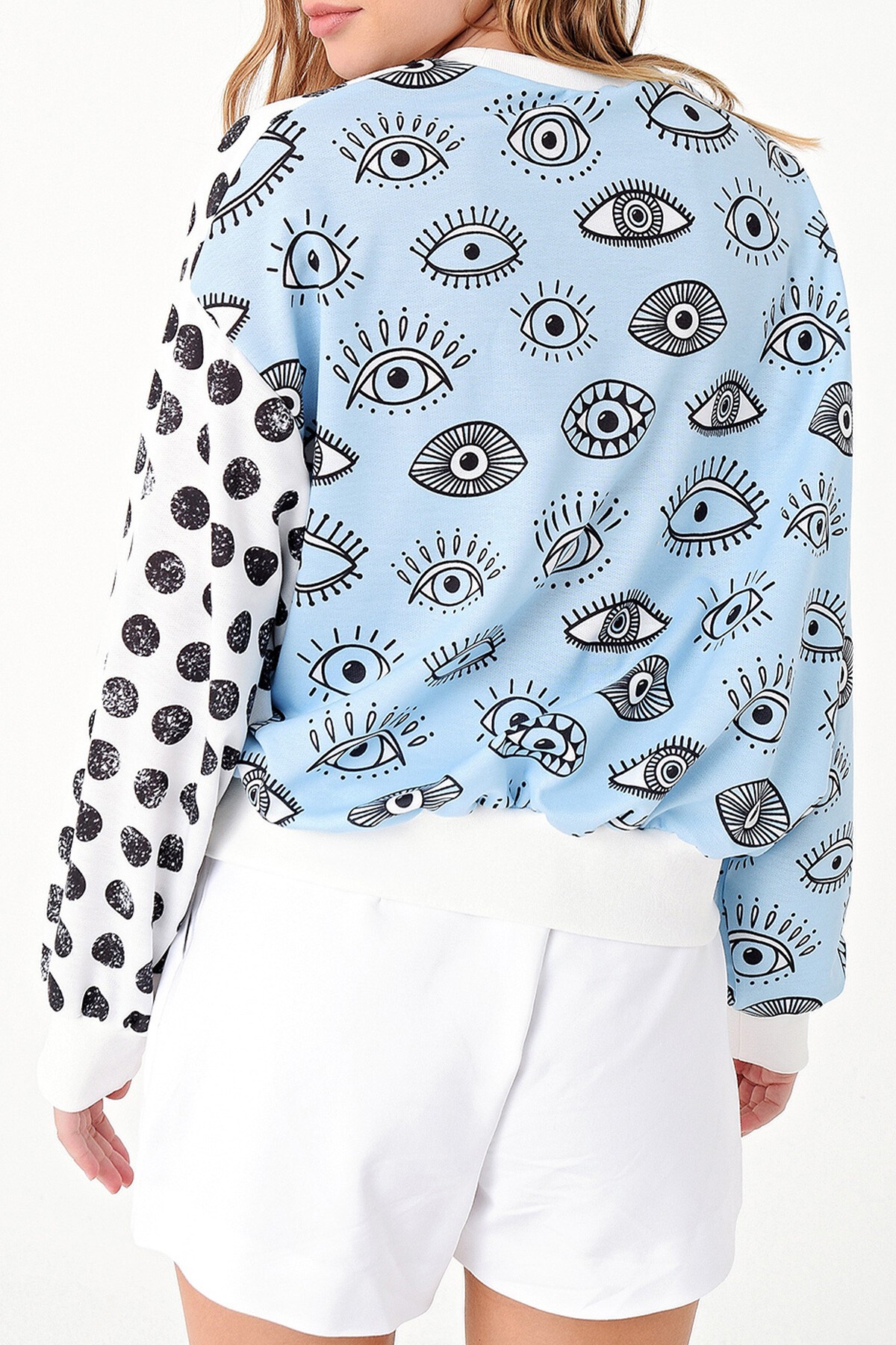 Mavi Dijital Baskılı Sweatshirt