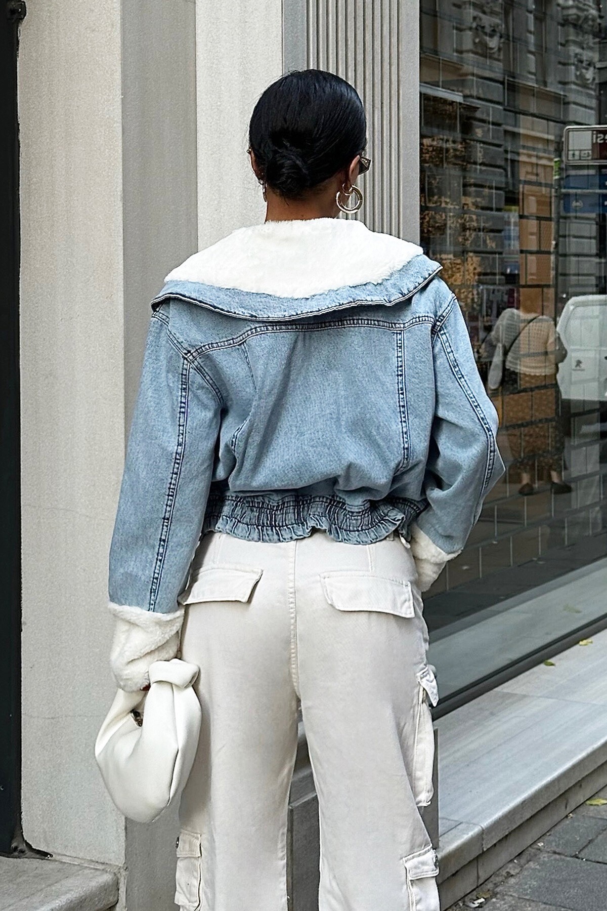 Mavi İçi Şardonlu Kot Ceket