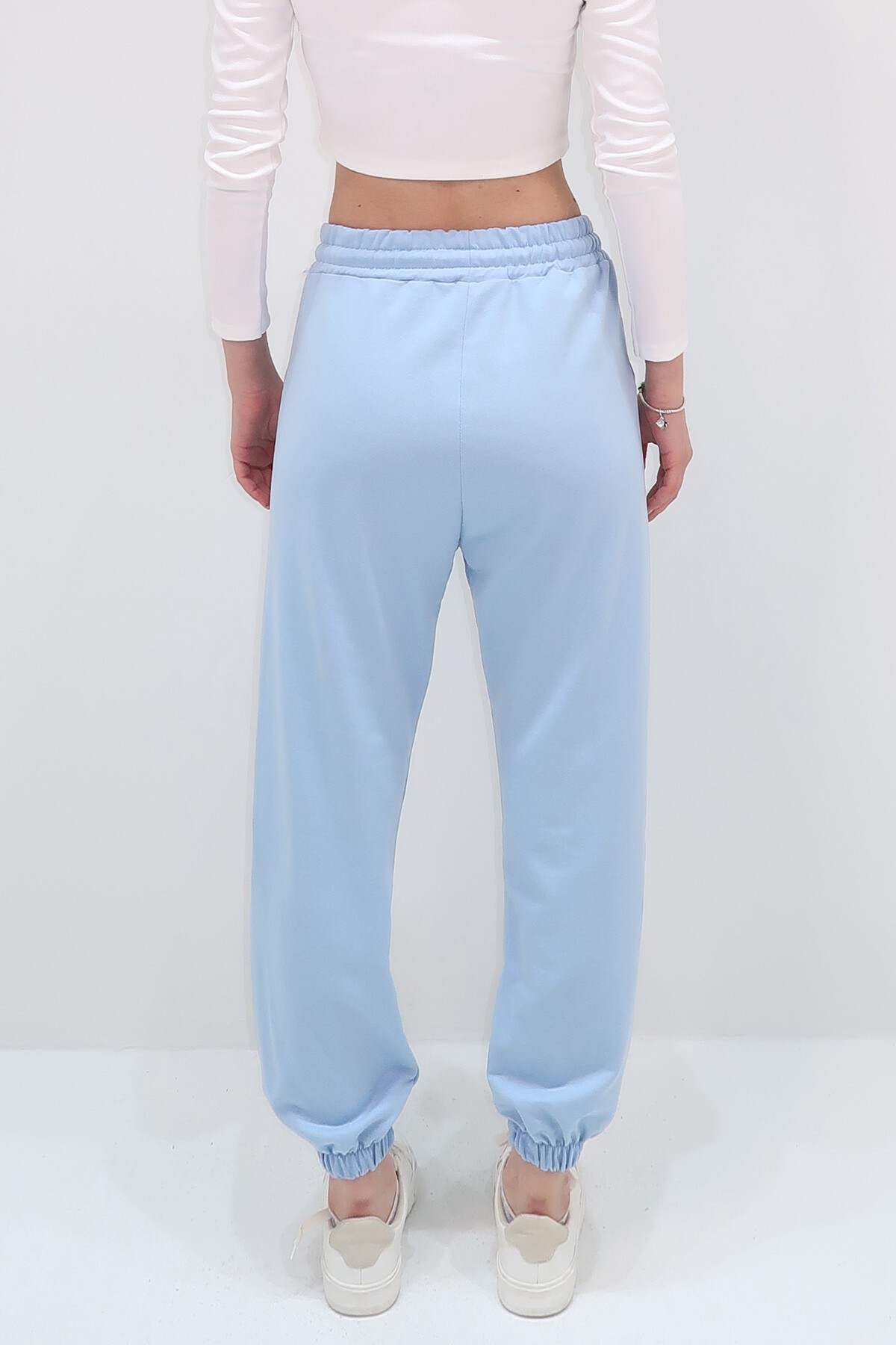 Mavi Paçası Lastikli İki İplik Eşofman Altı