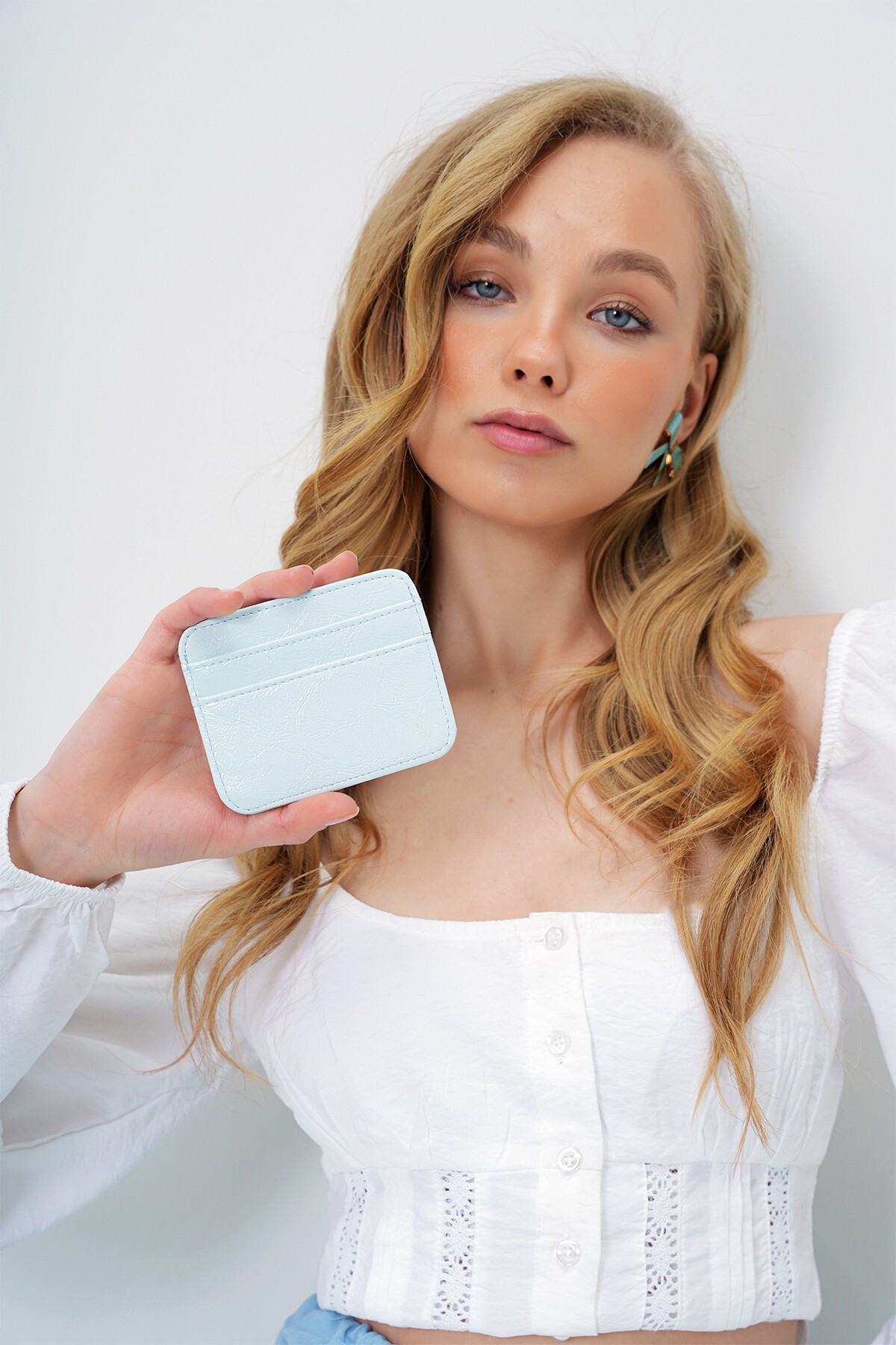 Mavi Suni Deri Mini Kartlık