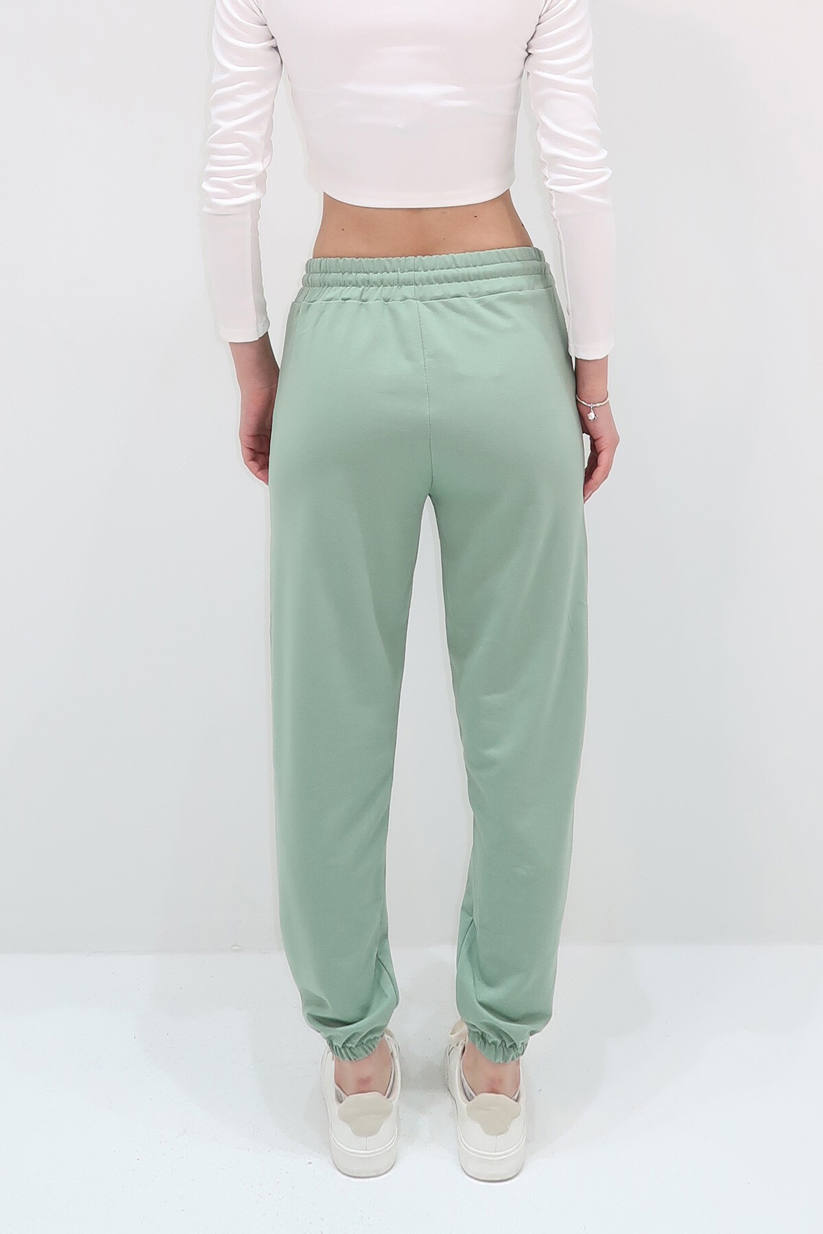 Mint Paçası Lastikli İki İplik Eşofman Altı