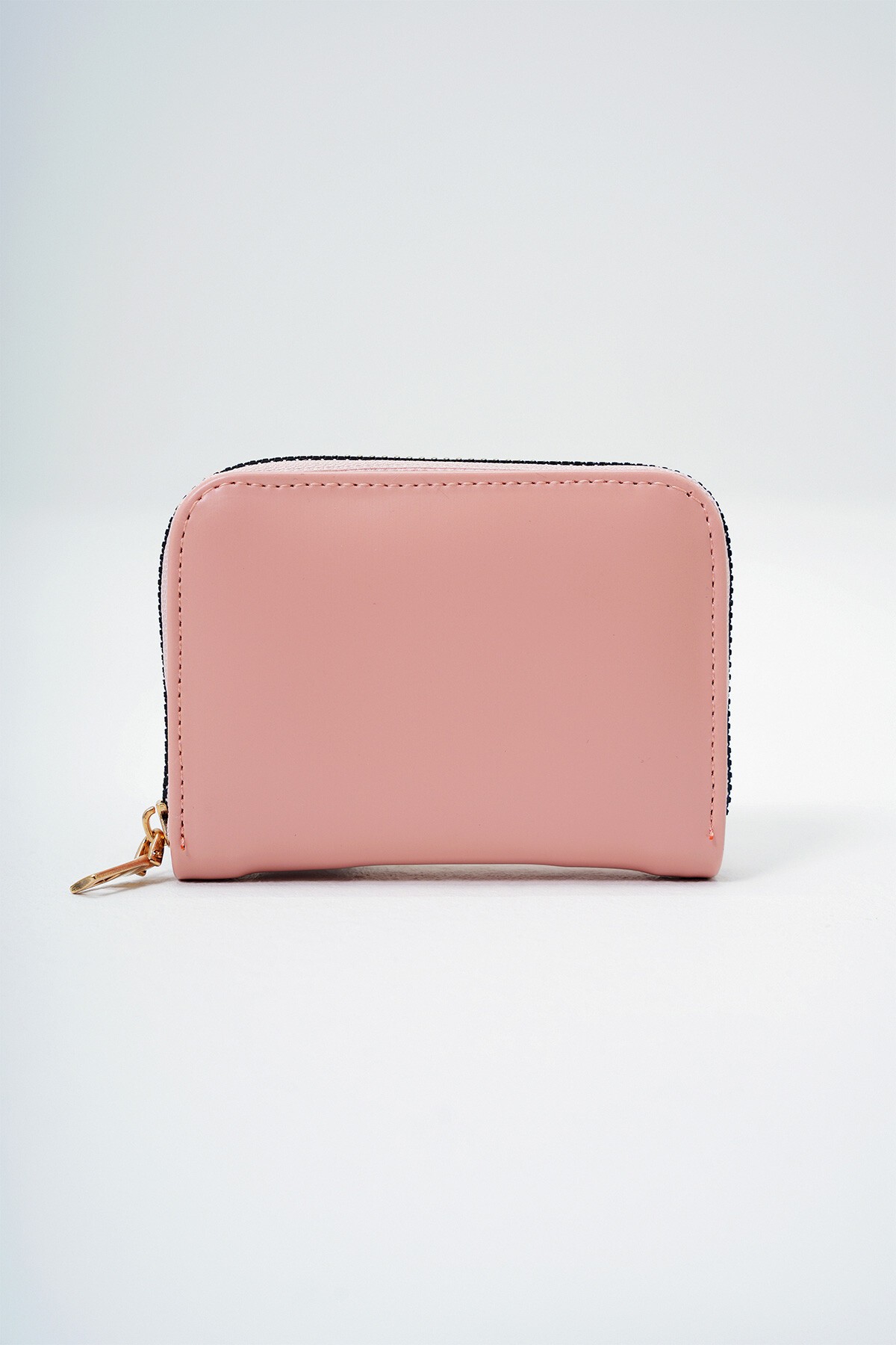 Pembe Suni Deri Kartlık Boy Fermuarlı Mini Cüzdan