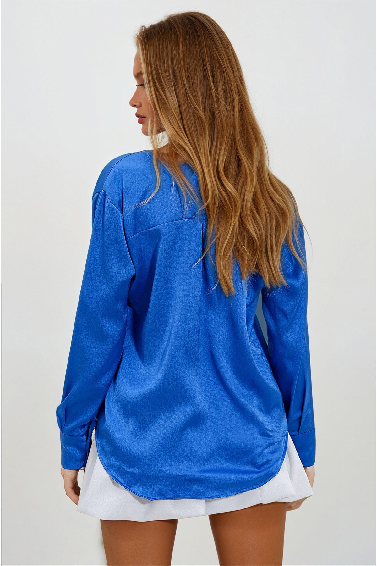 Saks Rahat Kesim Saten Dokuma Gömlek