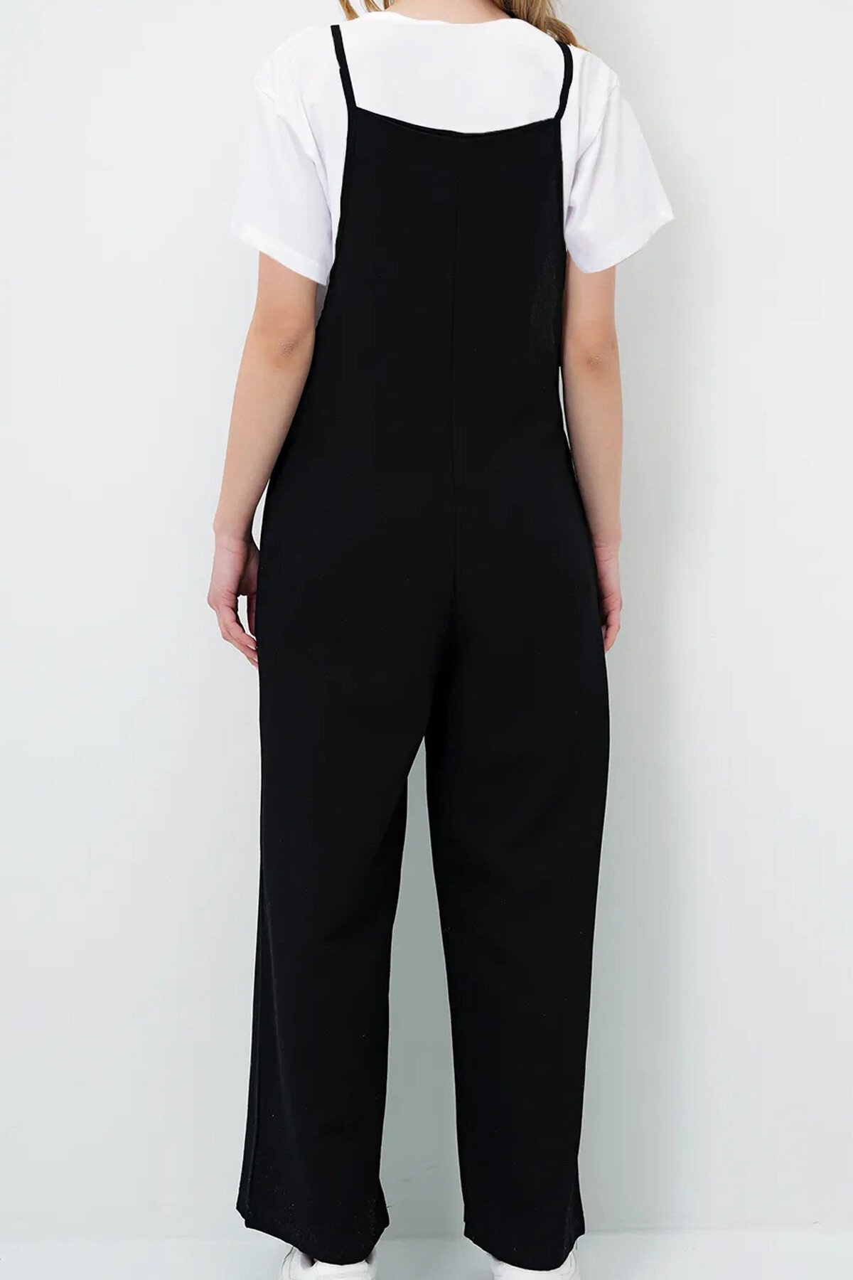 Siyah Askılı Bol Kesim Atletli Tulum