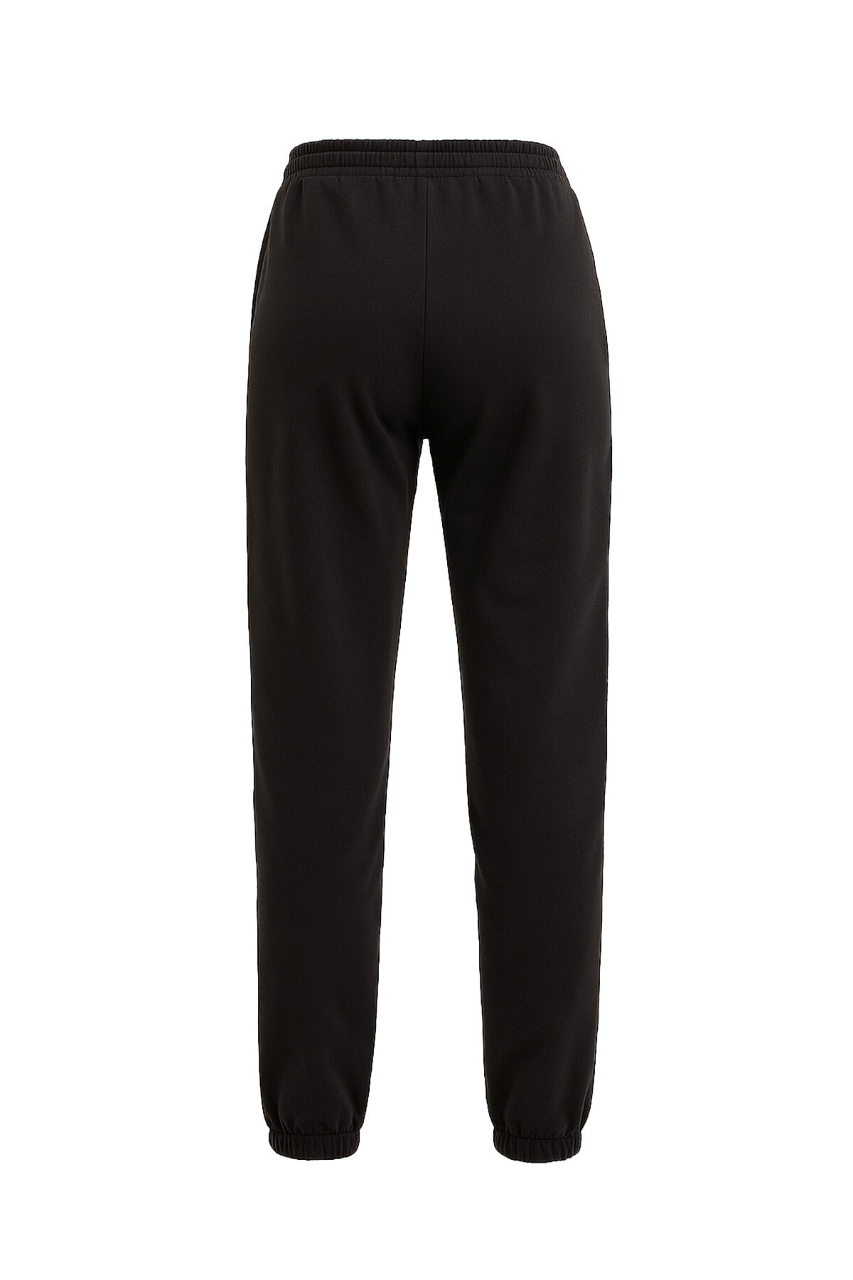 Siyah Ayıcık Baskılı Paçası Lastikli İki İplik Eşofman Altı