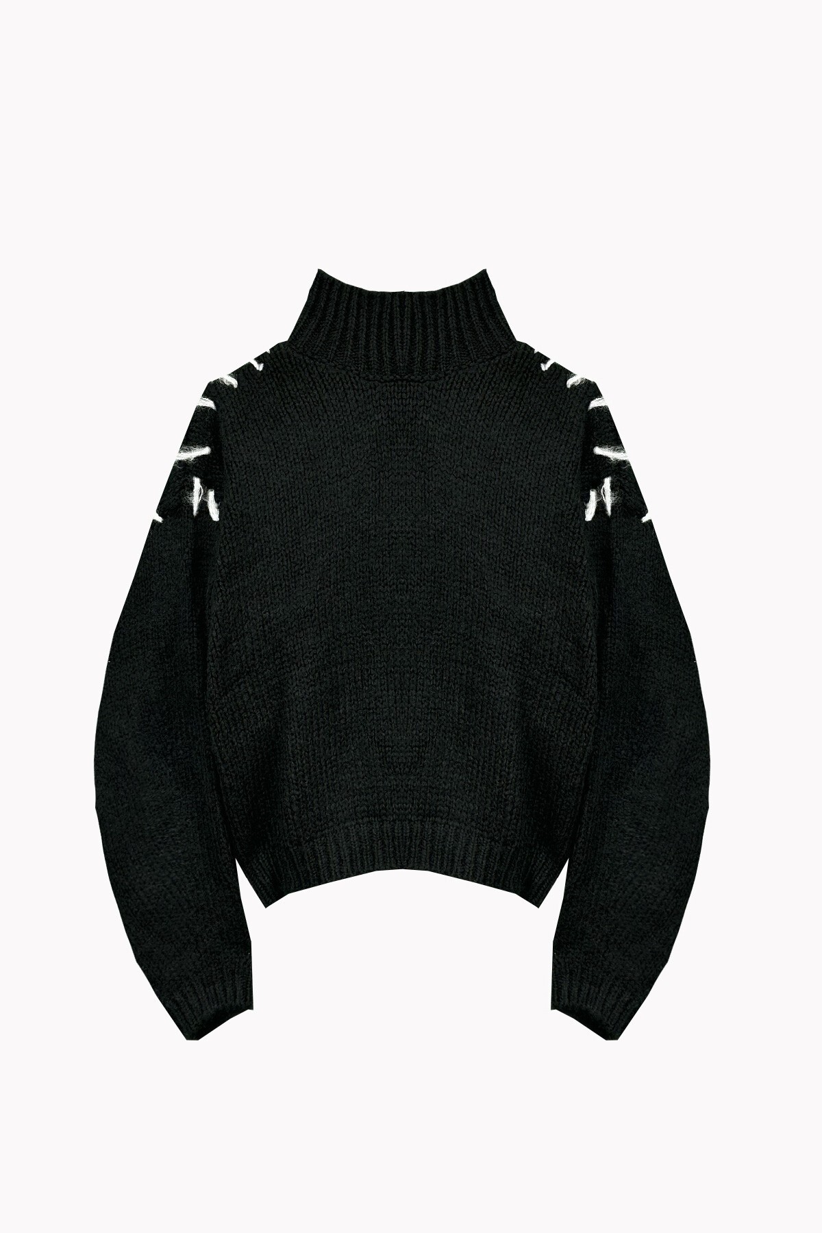 Siyah Bloklu Triko Kazak