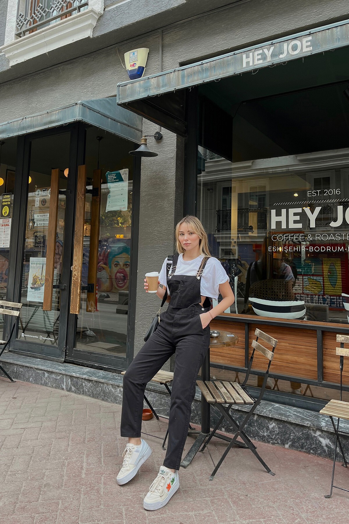 Siyah Denim Bahçıvan Salopet