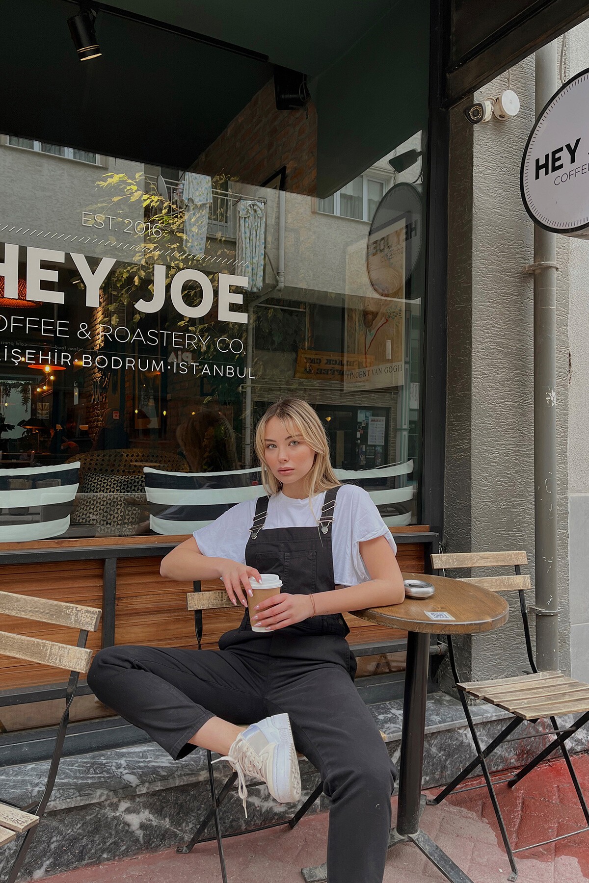 Siyah Denim Bahçıvan Salopet