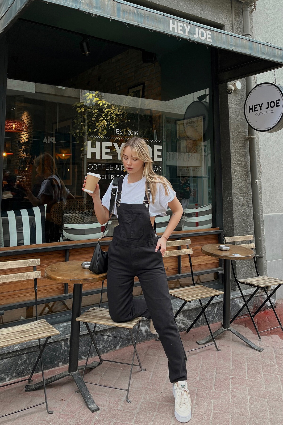 Siyah Denim Bahçıvan Salopet