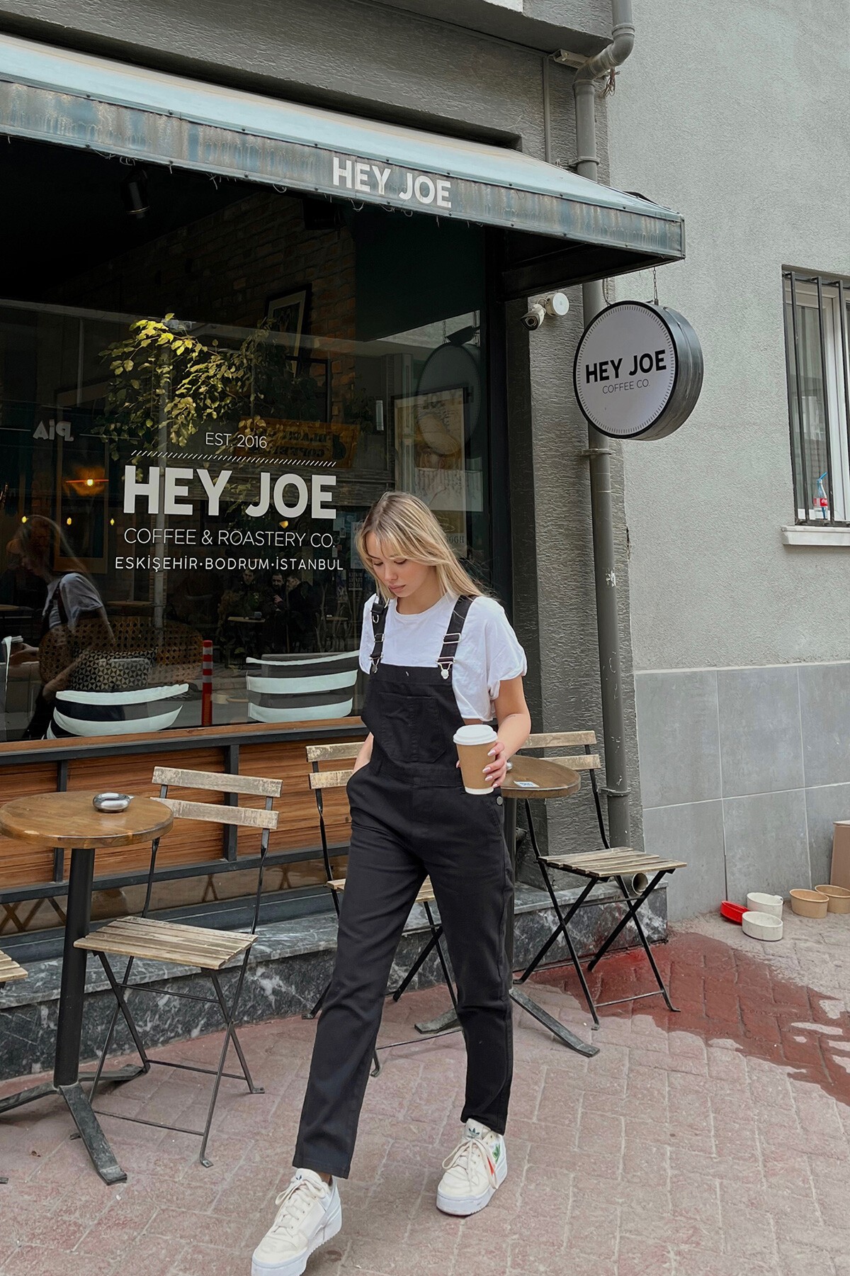 Siyah Denim Bahçıvan Salopet