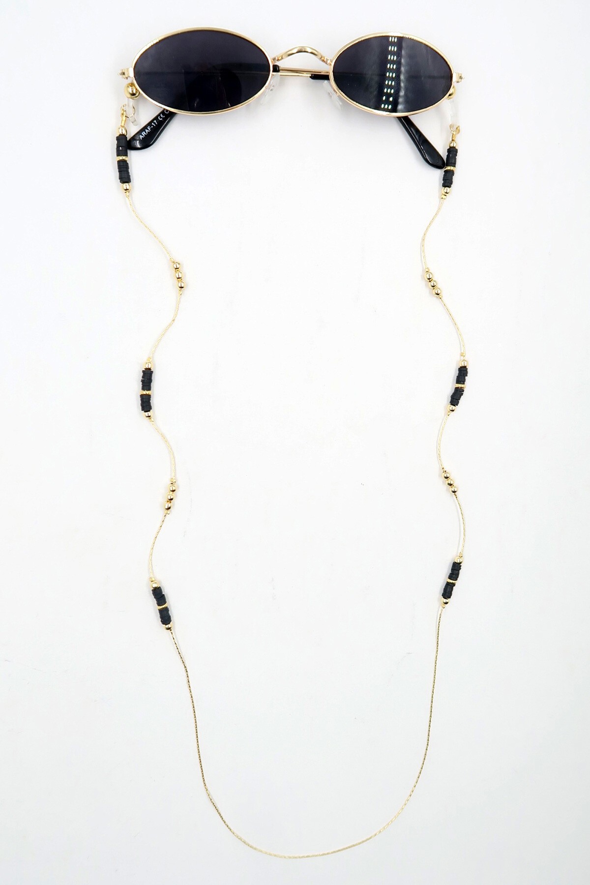 Siyah Gold Biyeli Boncuklu Gözlük Zinciri
