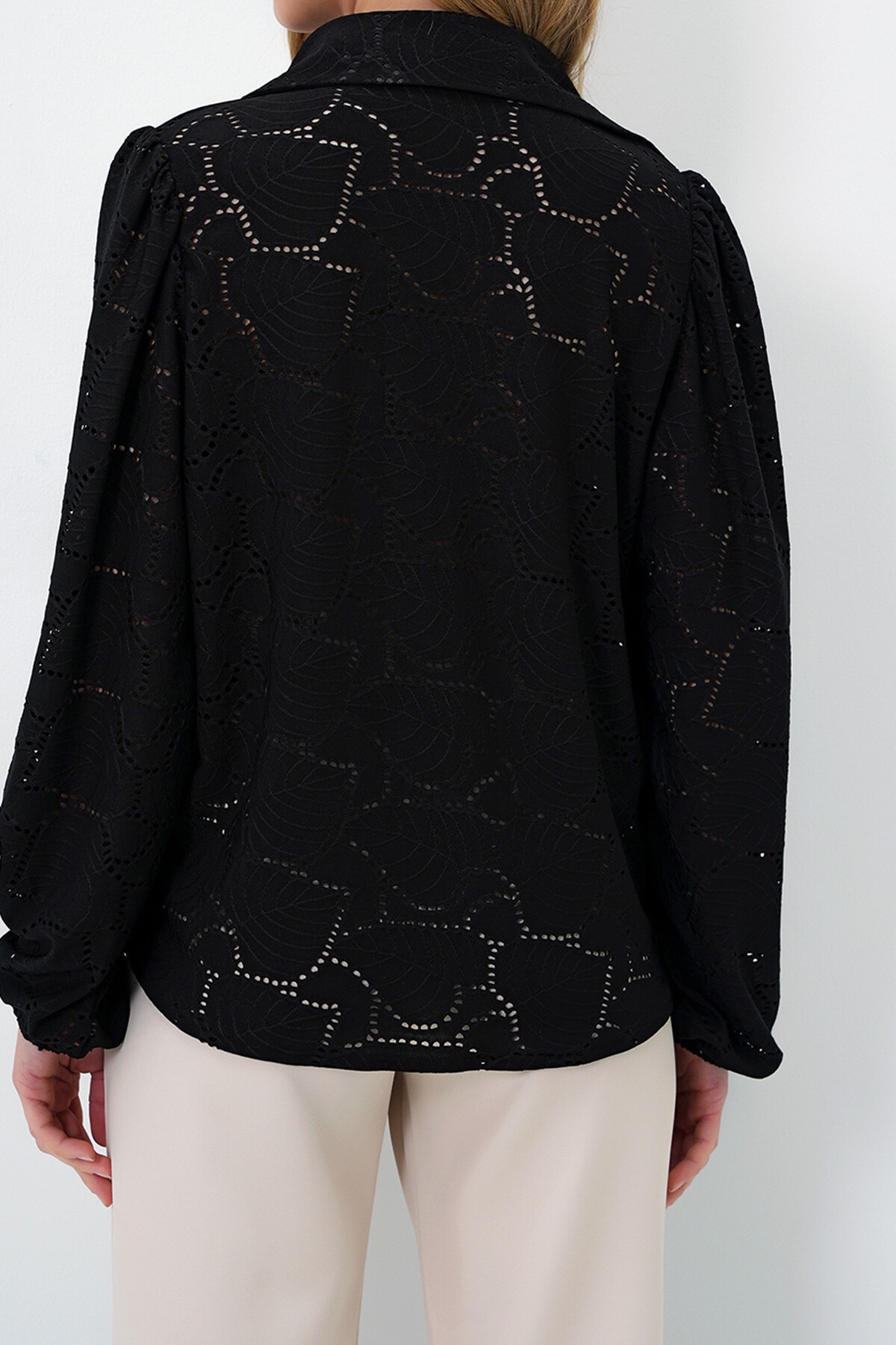 Siyah Güpür Dokuma Premıum Gömlek