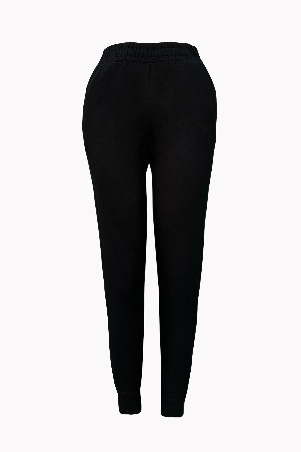 Siyah Lastikli 3 İplik İçi Şardonlu Eşofman Altı