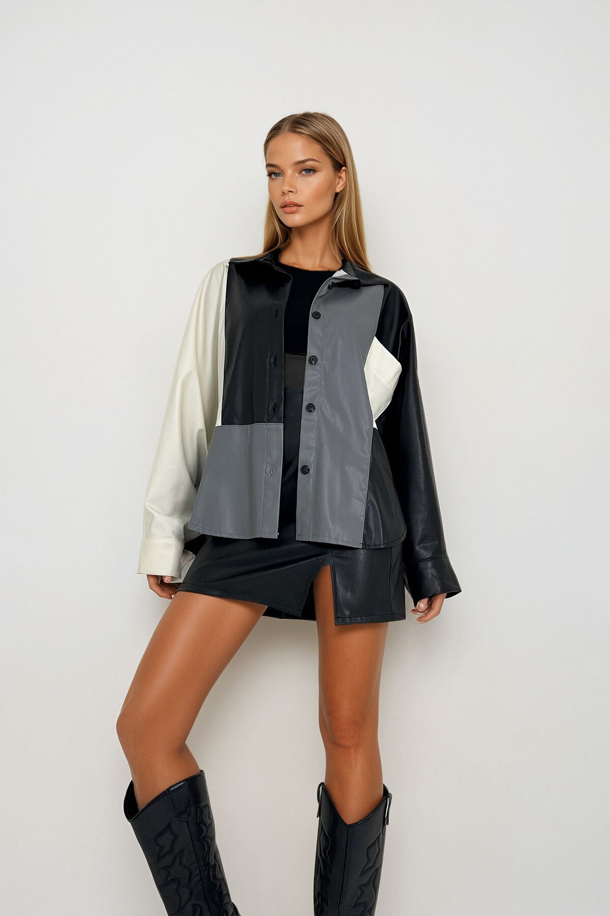 Siyah Suni Deri Ceket