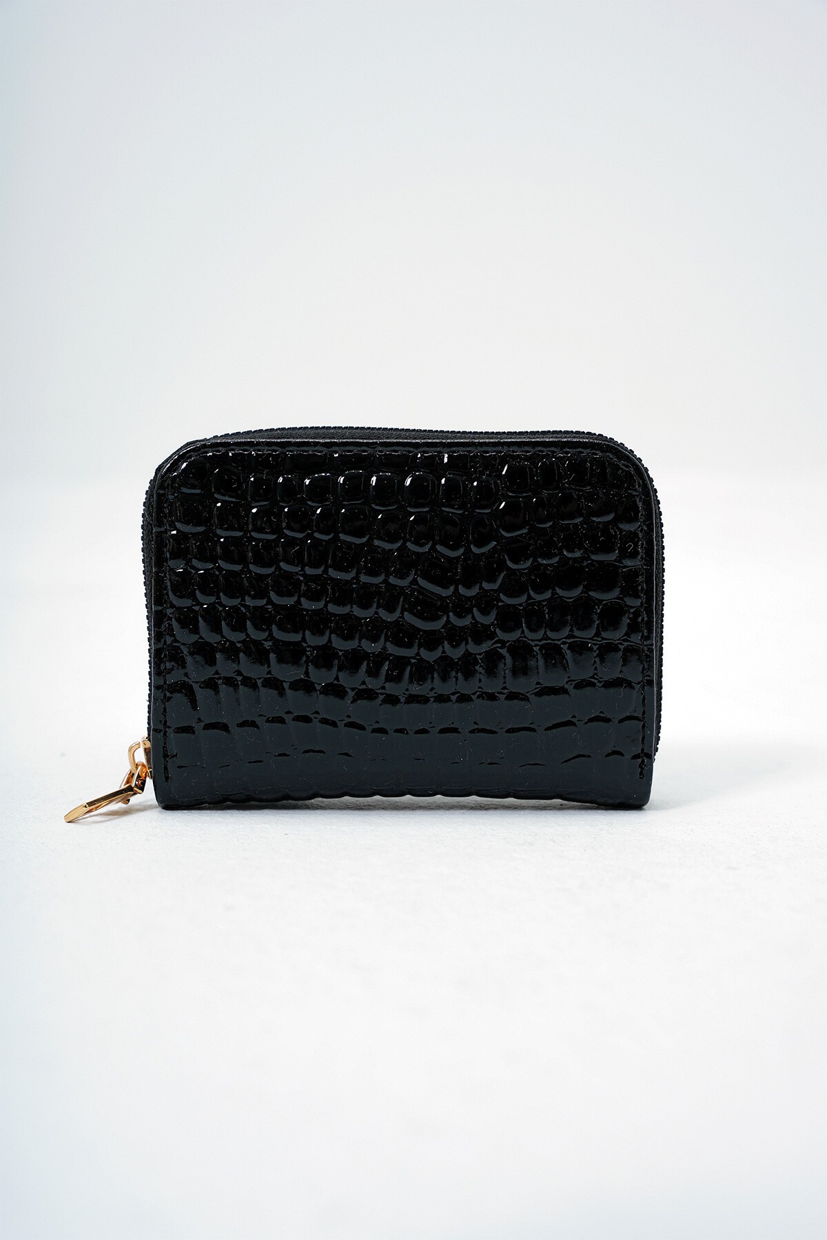 Siyah Suni Deri Croco Desen Rugan Görünümlü Cüzdan Kartlık