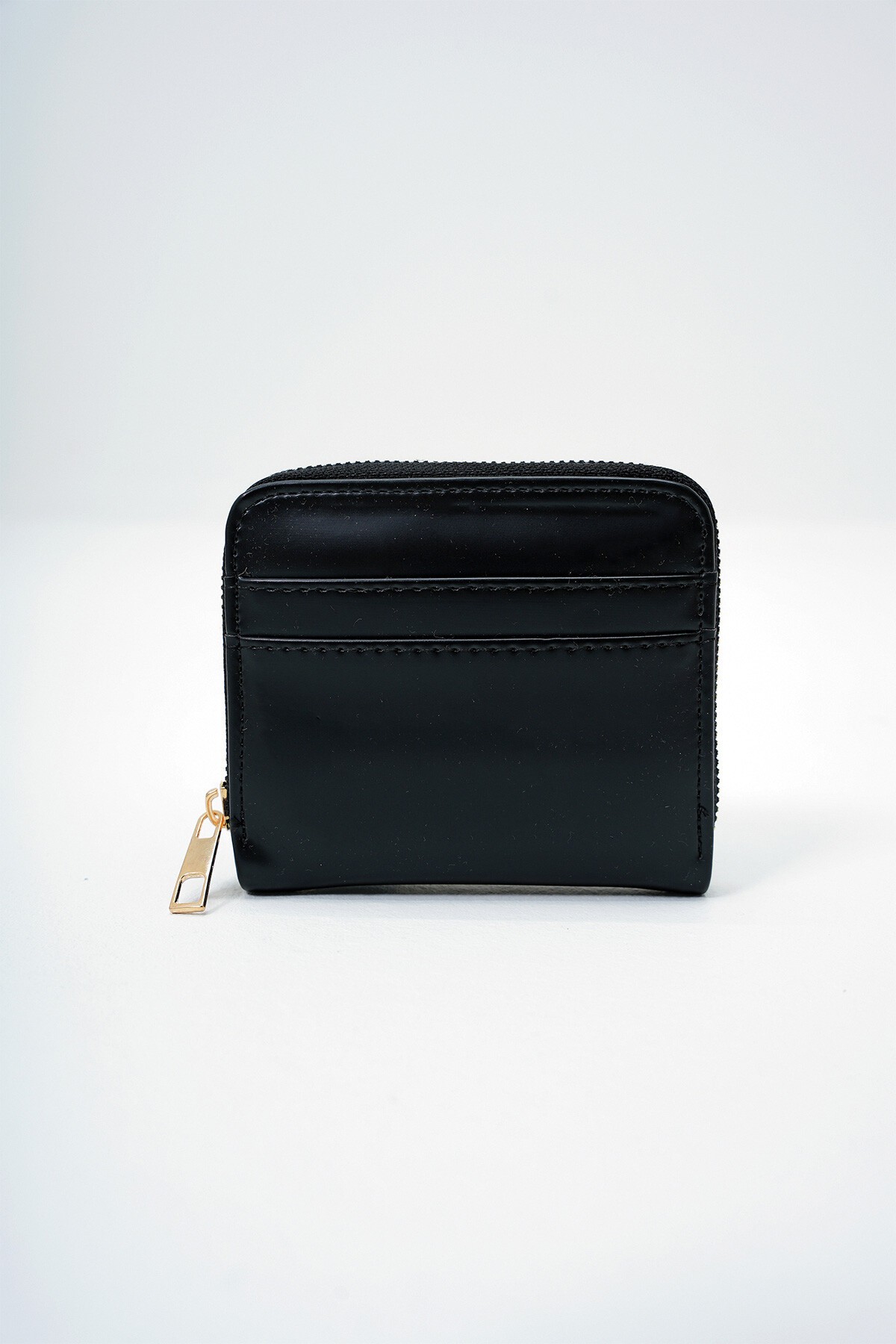 Siyah Suni Deri Fermuarlı Kart Bölmeli Şık Yumuşak Deri Cüzdan