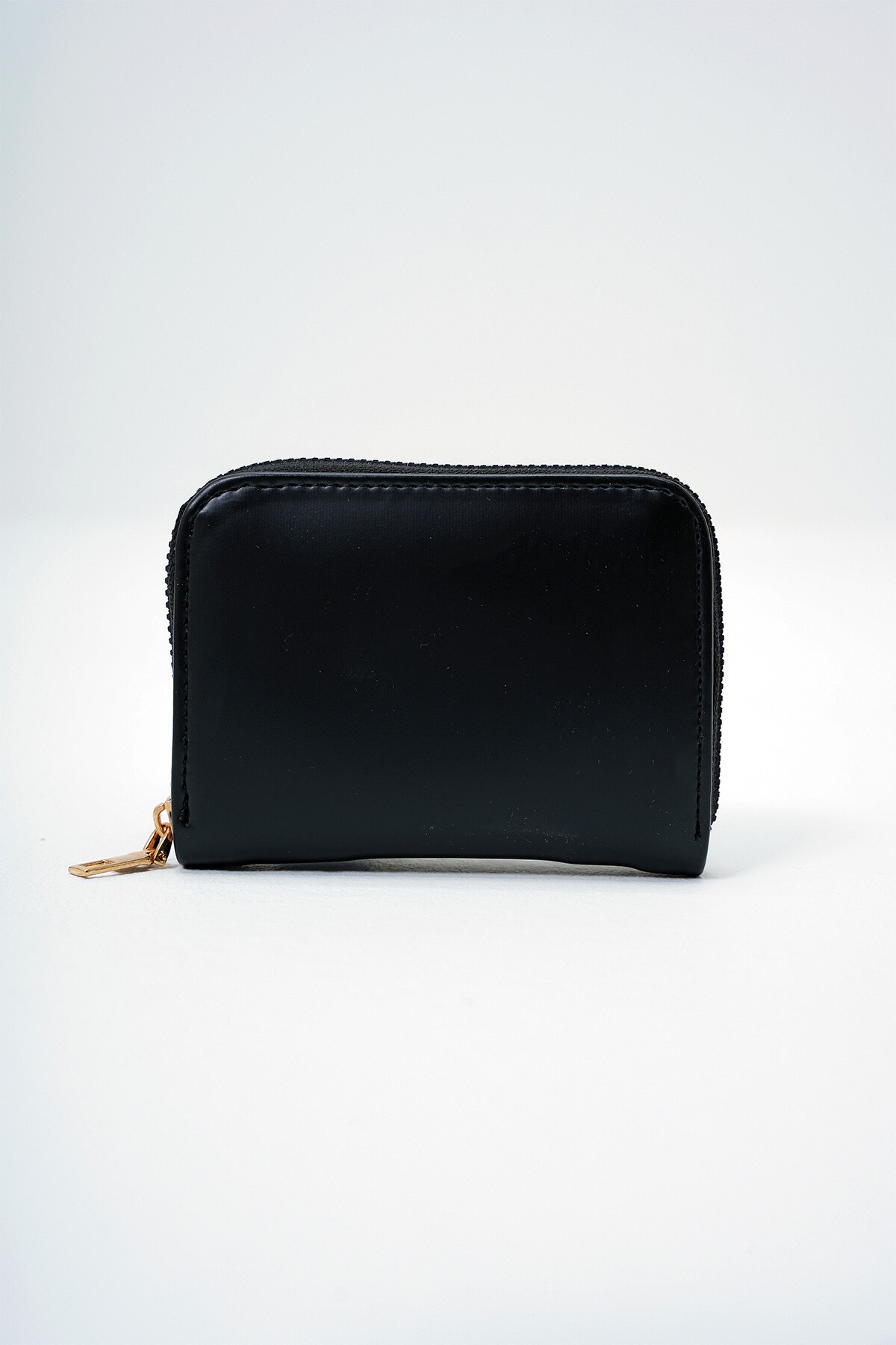 Siyah Suni Deri Kartlık Boy Fermuarlı Mini Cüzdan
